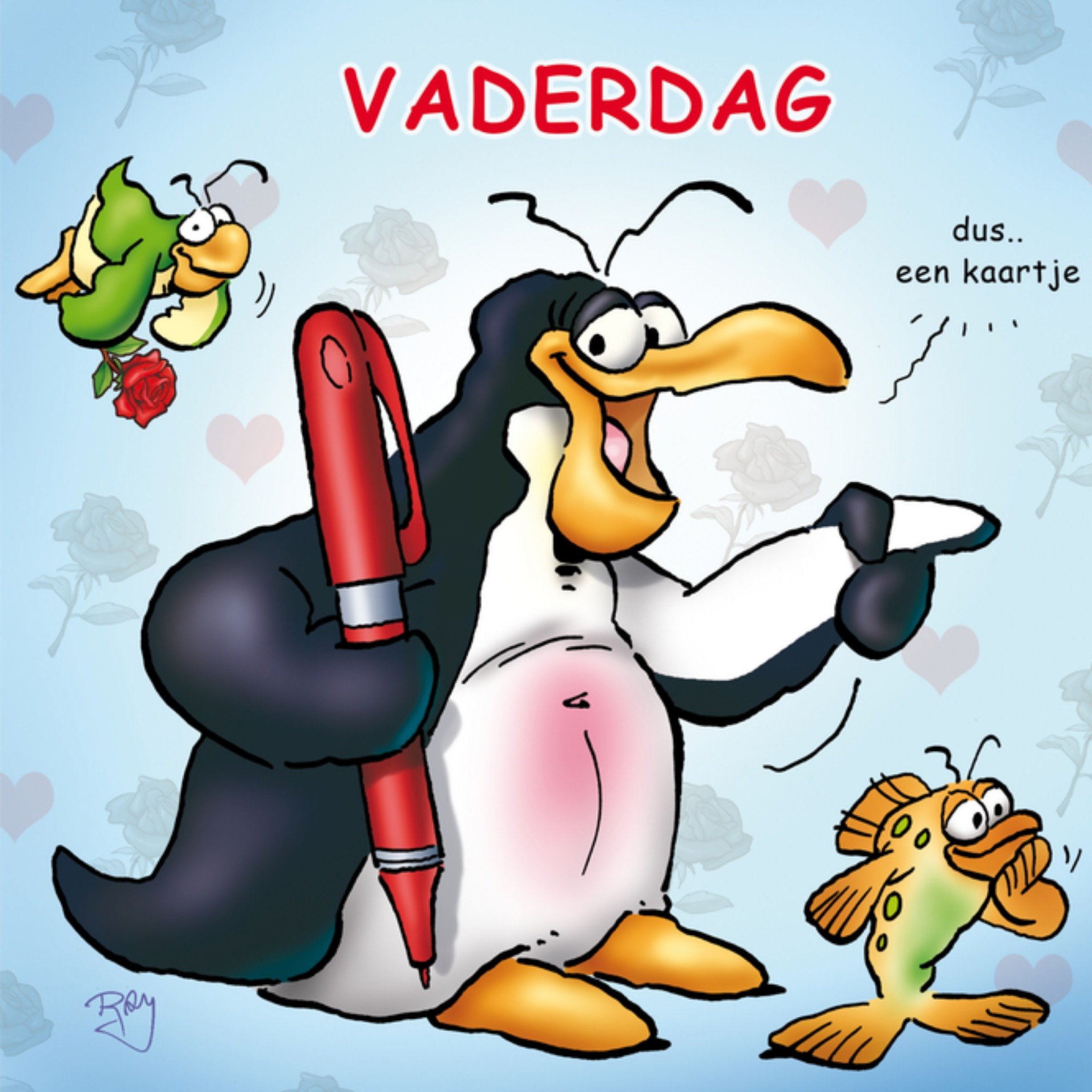 Vaderdagkaart pinguin Vierkante Kaart Doodles