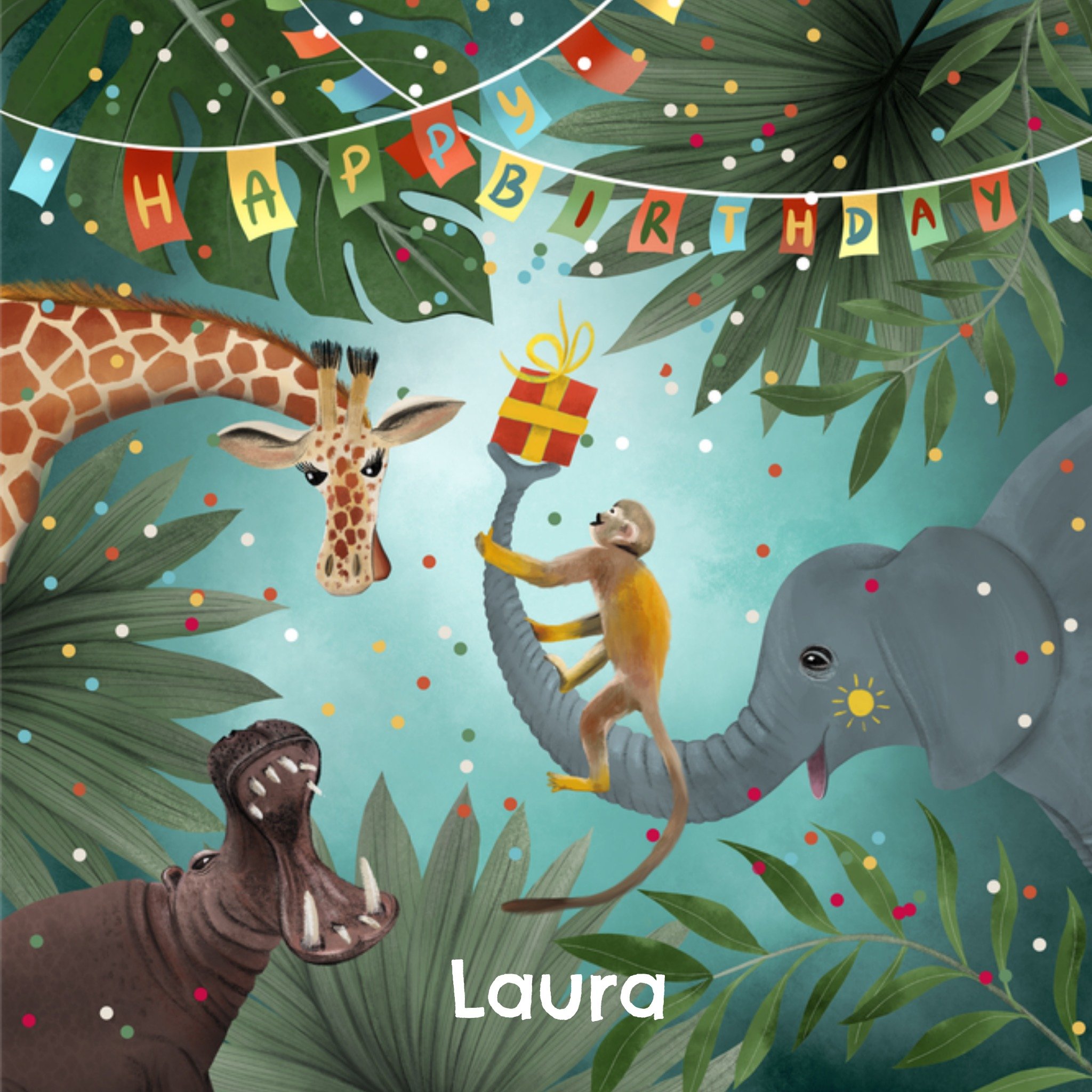 Patricia Hooning Verjaardagskaart Dieren in het wild Vierkante Kaart Fishuals