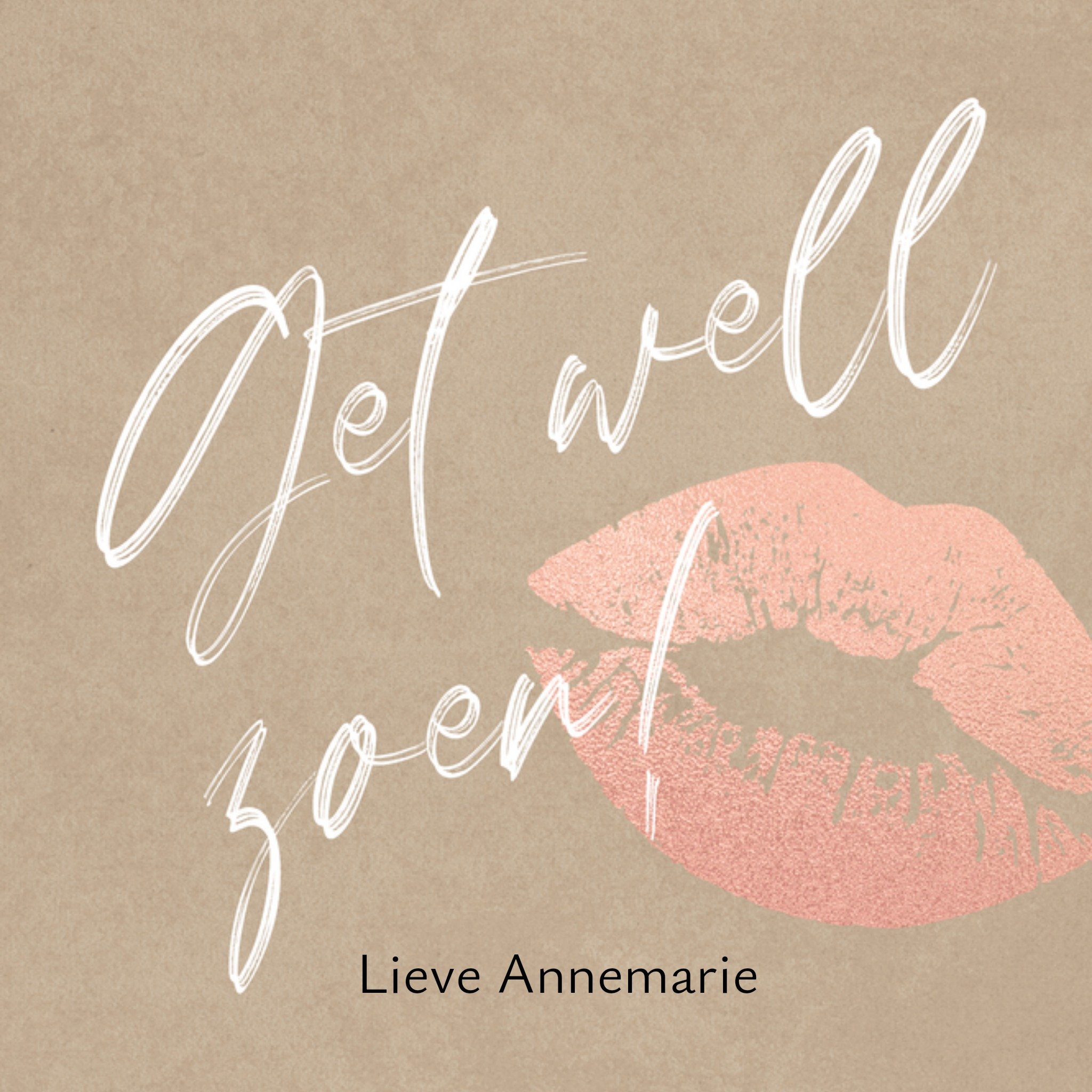 Luckz Beterschapskaart Kusje Vierkante Kaart Greetz