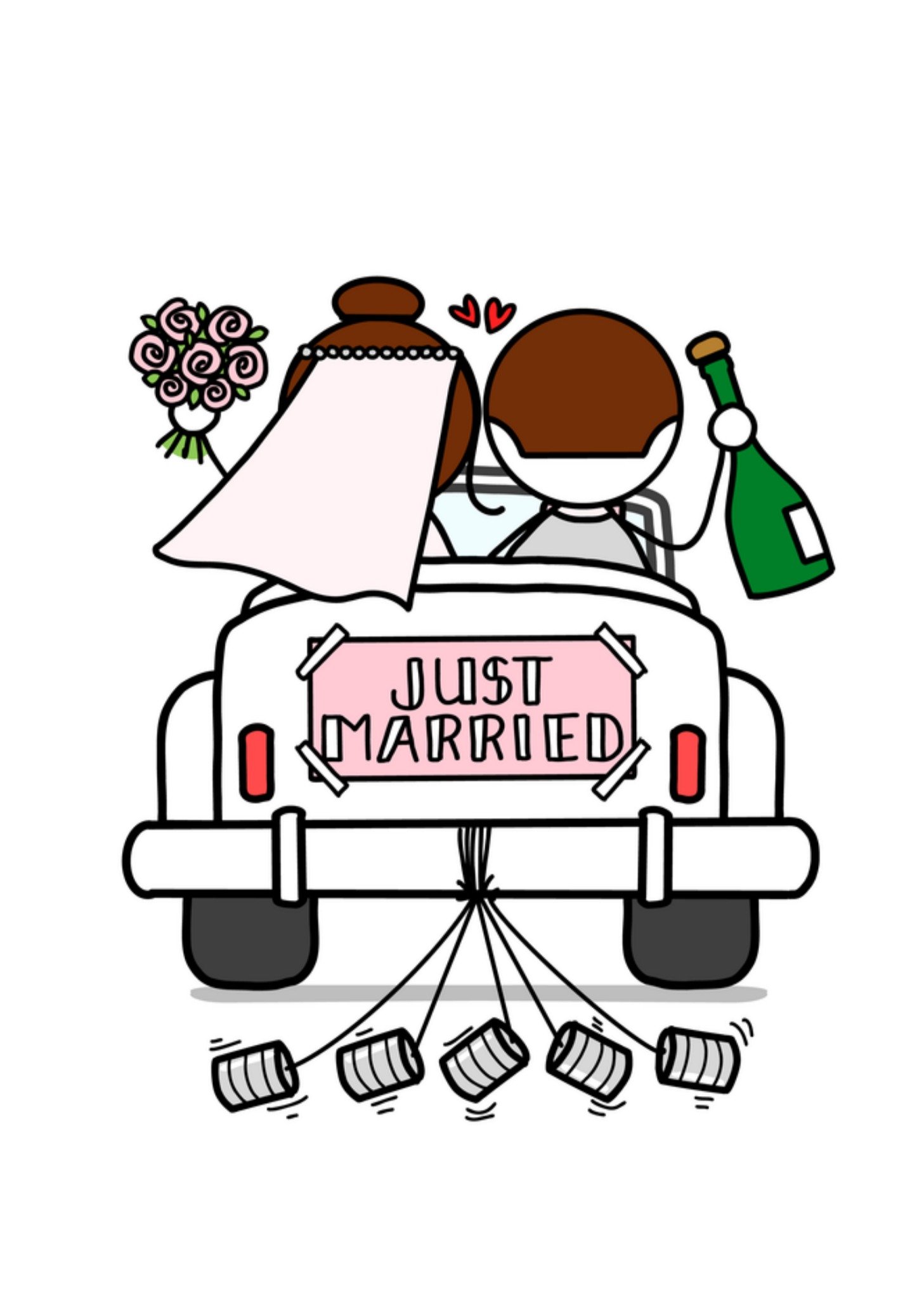 Huwelijkskaart Just Married Kaart YH Tekent