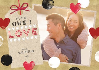 Voor Mijn Grote Liefde Label Met Hartjes Foto Upload Valentijn Kaart