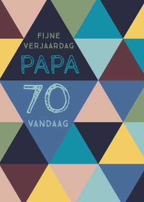 Geometrisch Patroon Typografisch Papa 70e Verjaardag Kaart