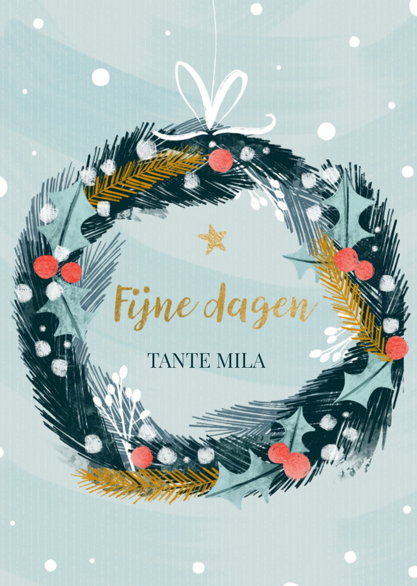 Kerstkaart met naam tante Greetz