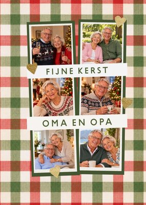 Fijne Kerst Oma En Opa Ruitpatroon Collage Foto Upload Kaart