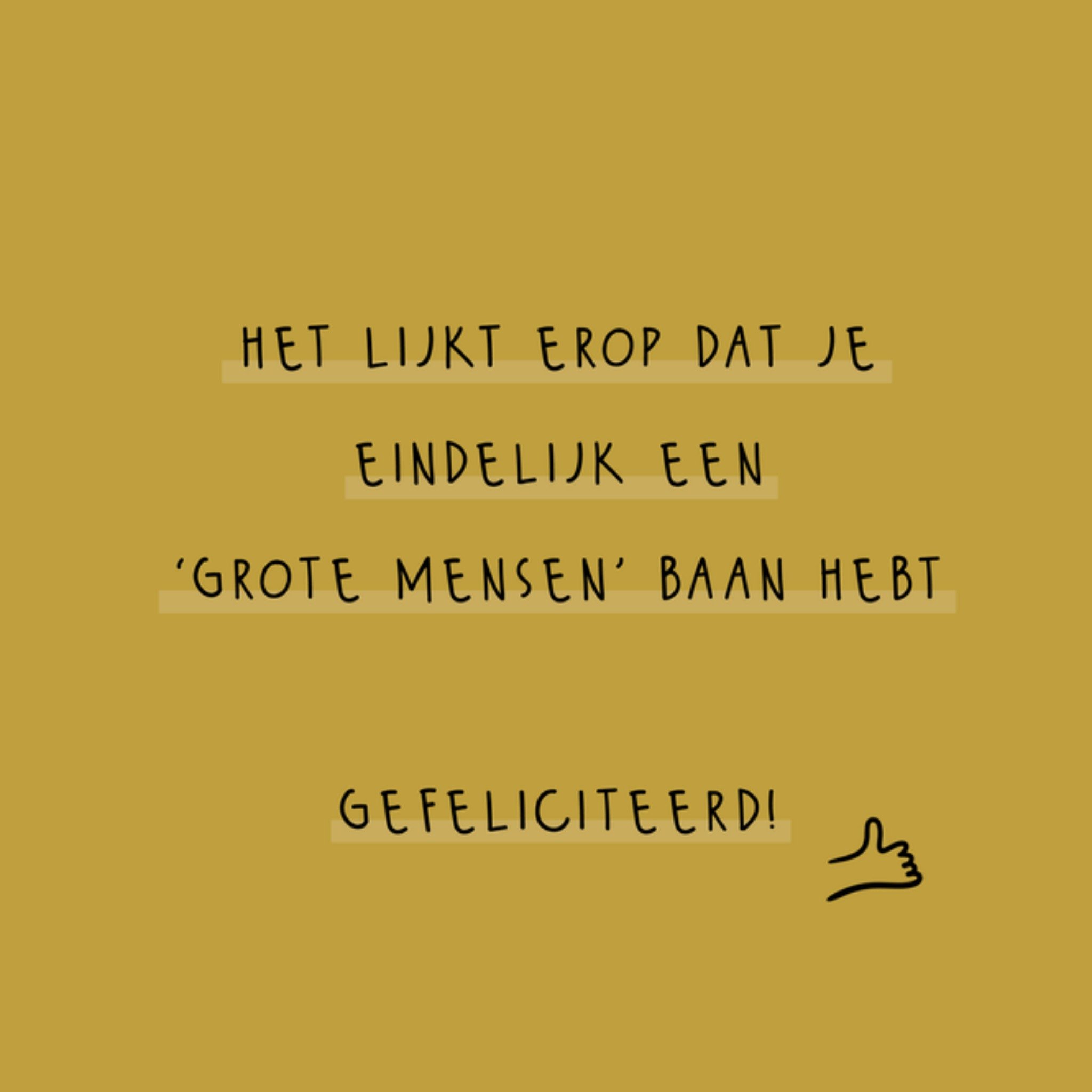 Greetz Nieuwe baan kaart Funky Vibes Gefeliciteerd Vierkant