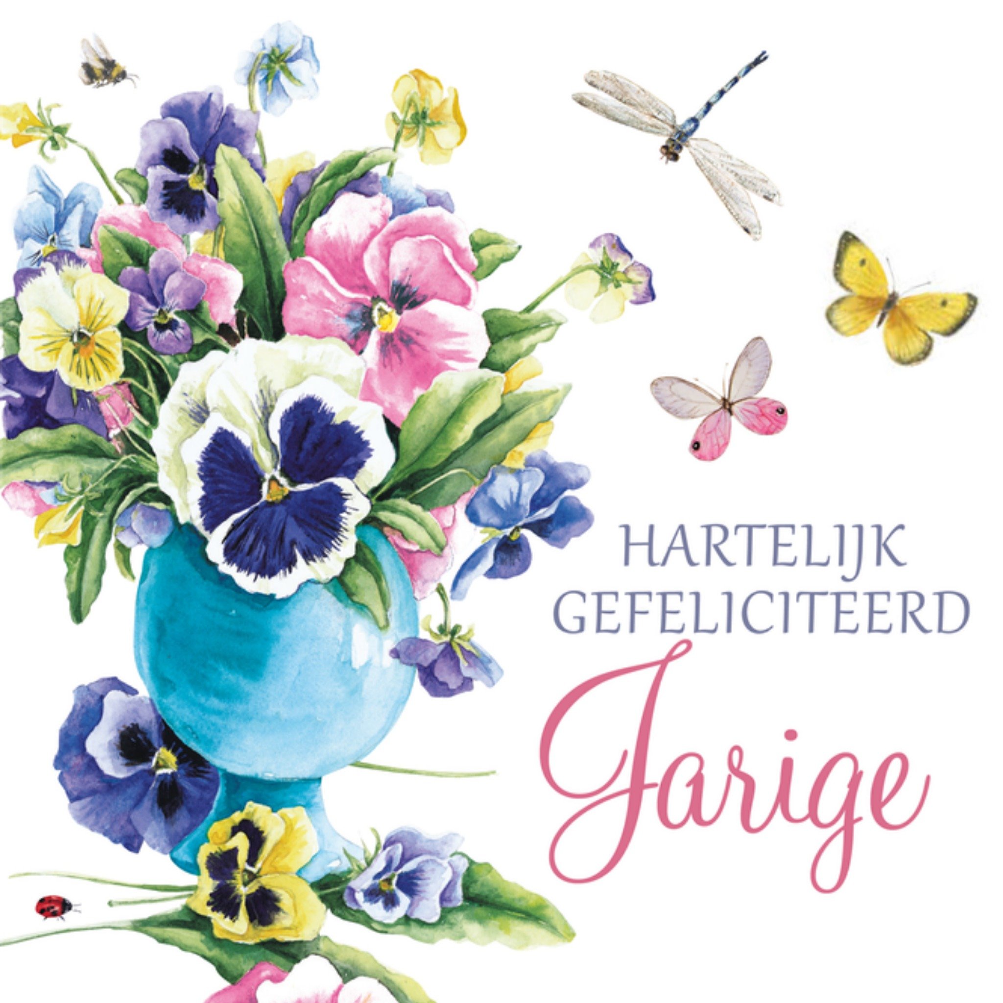 Verjaardagskaart Hartelijk gefeliciteerd jarige Vierkante Kaart Janneke Brinkman