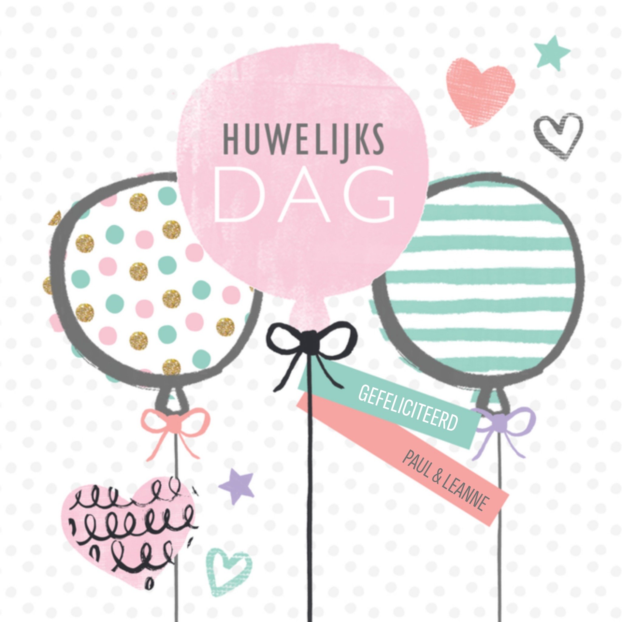 Greetz Huwelijkskaart ballonnen Vierkant