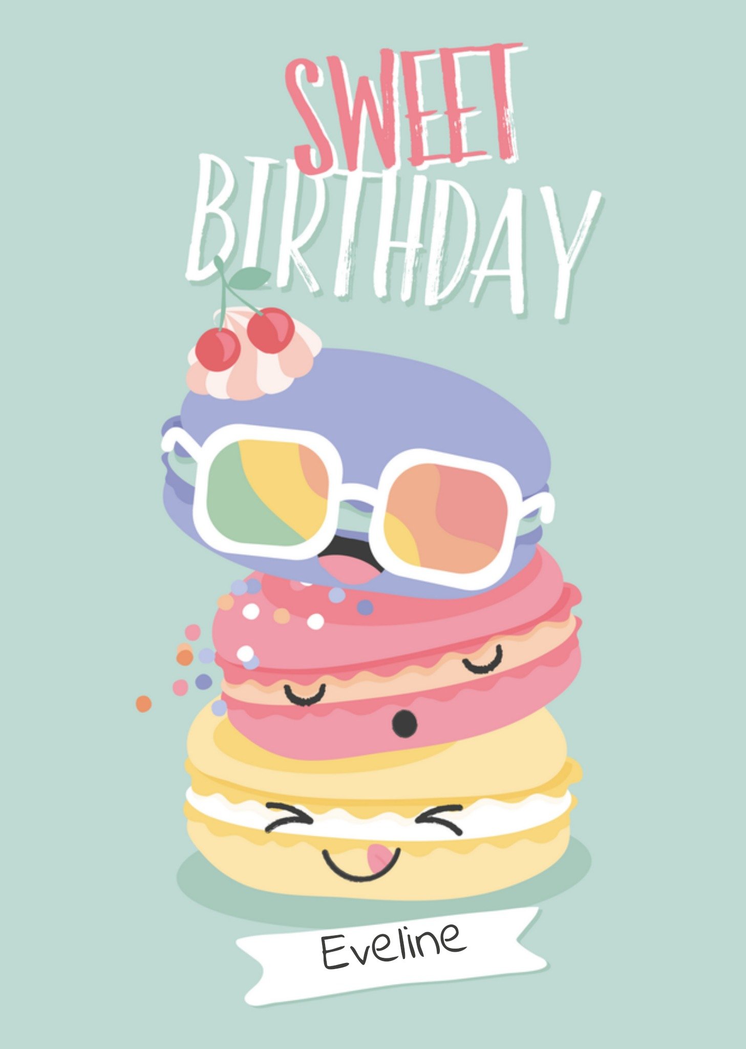 Verjaardagskaart macaron naam Kaart Tante Kaartje