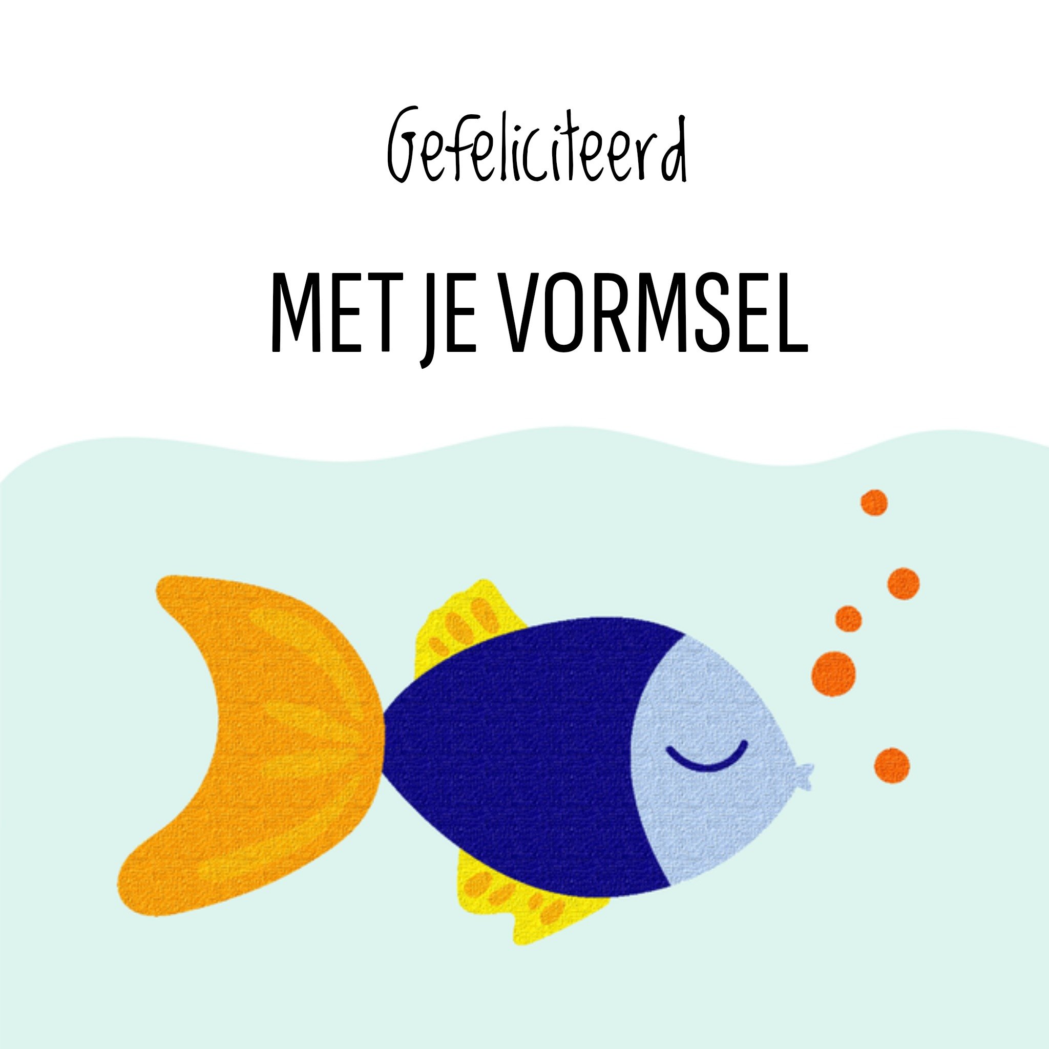 Greetz Vormsel kaart Gefelicteerd blauwe vis Vierkant