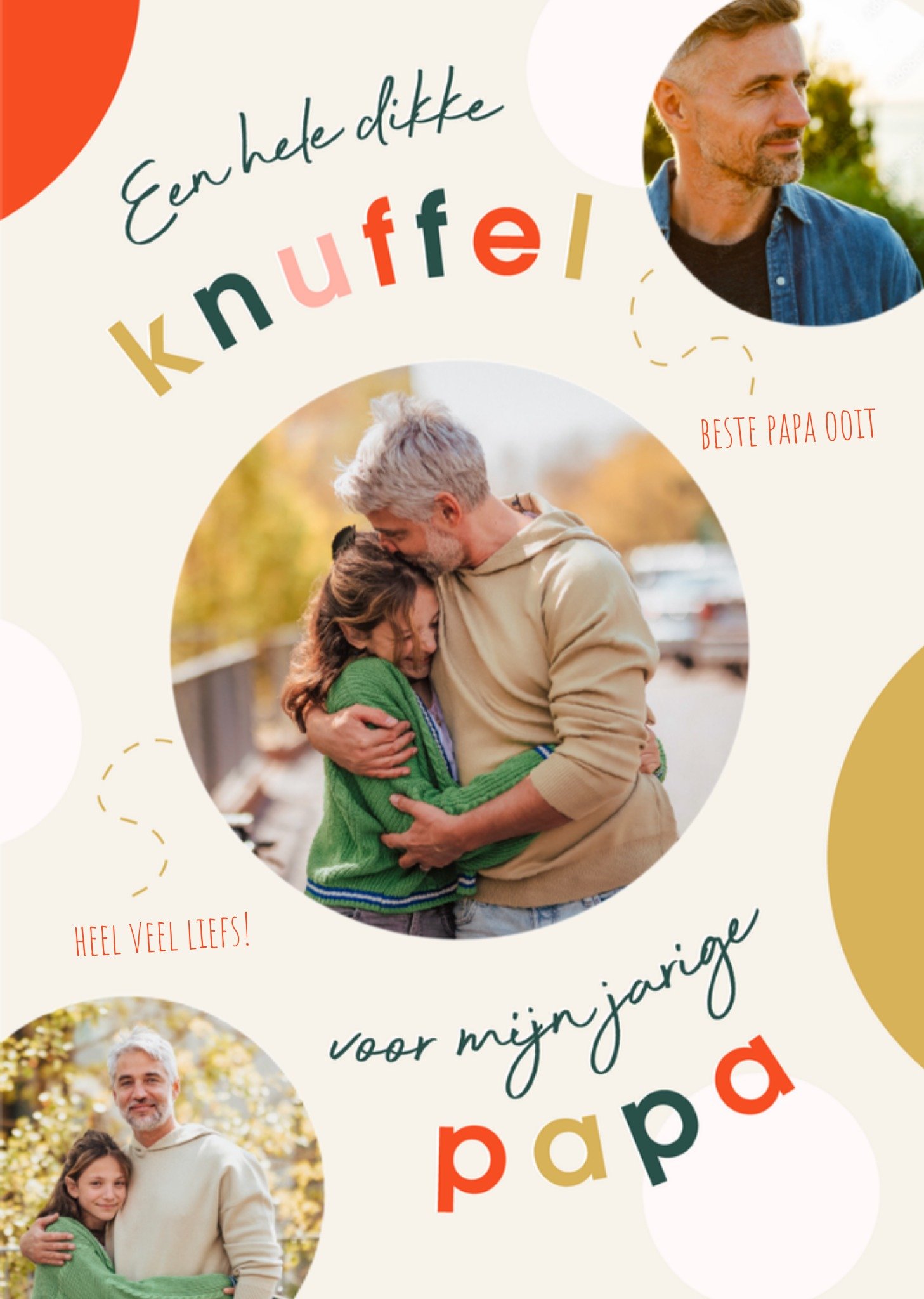 Greetz Verjaardagskaart Dikke knuffel Papa Met fotos Standard Card