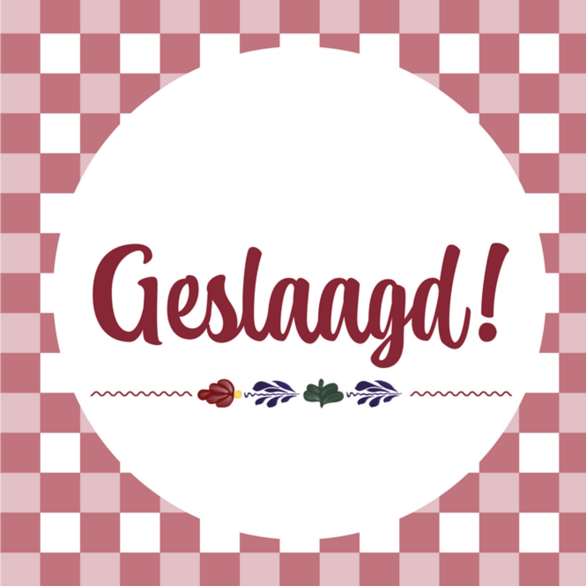 Geslaagdkaart Roze Vierkante Kaart Boerenbont