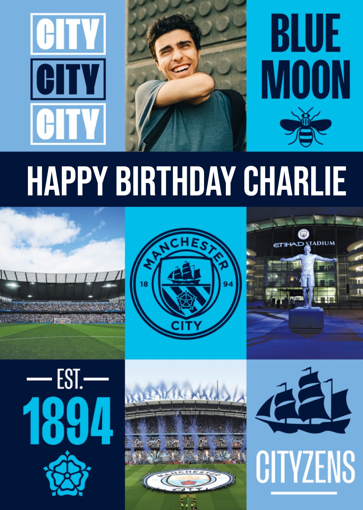 Manchester City - Verjaardagskaart - Met foto