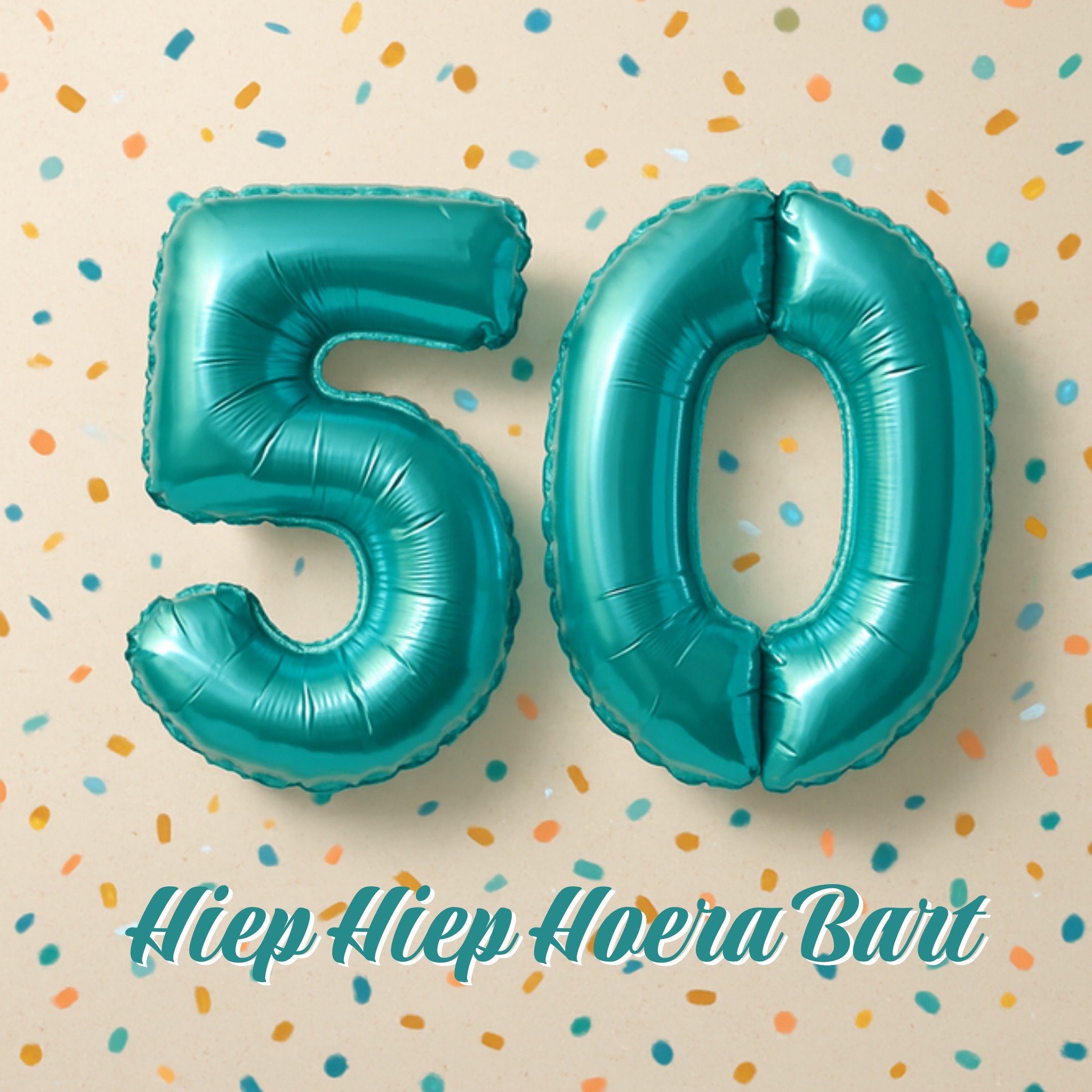 Greetz Verjaardagskaart 50 hiep hiep hoera Vierkant