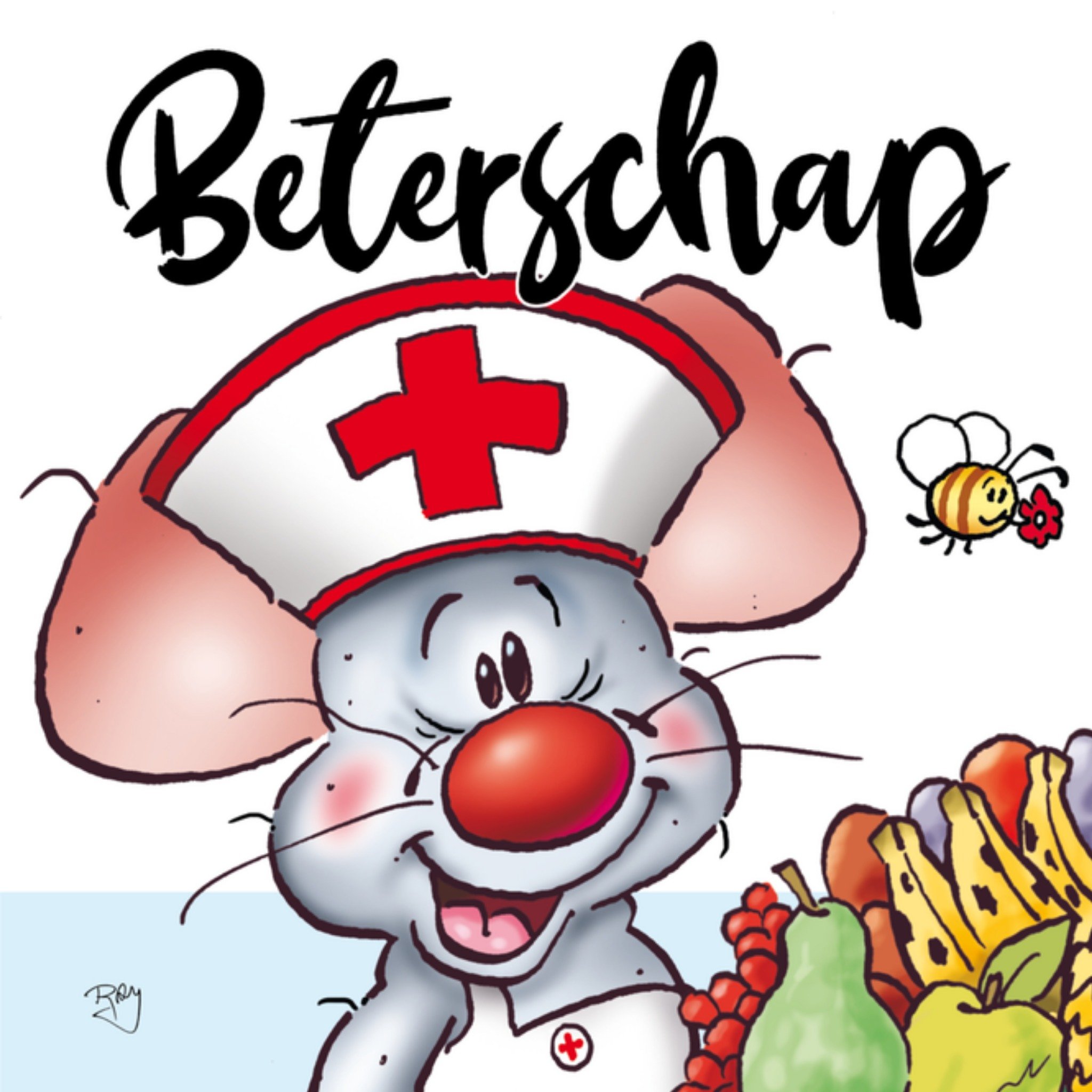 Beterschapskaart Muis Vierkante Kaart Doodles