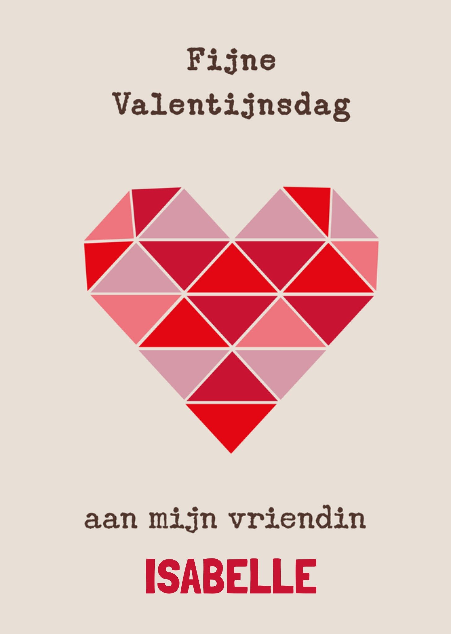 Valentijnskaart Fijne Valentijnsdag aan mijn vriendin Aanpasbare Tekst Kaart Greetz