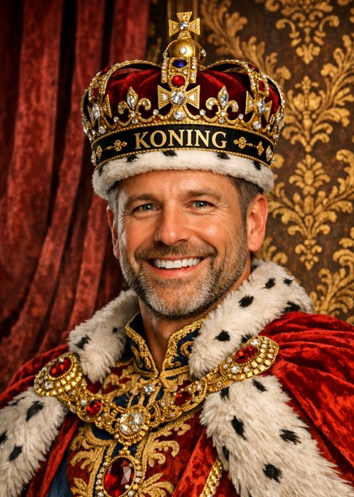 Koning Portret Gezichtswissel Foto Uploadkaart