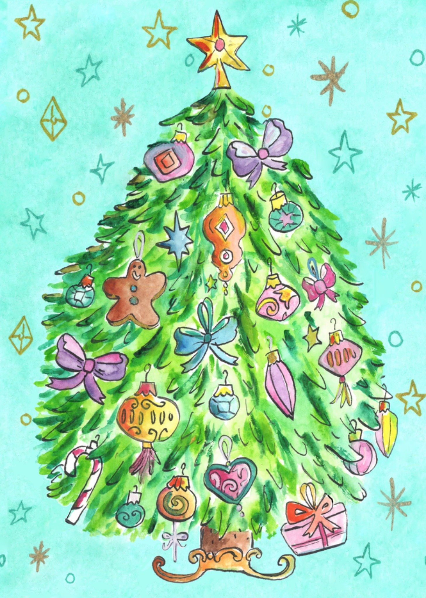 Jill Kerstkaart Met een kerstboomillustratie Standard Card