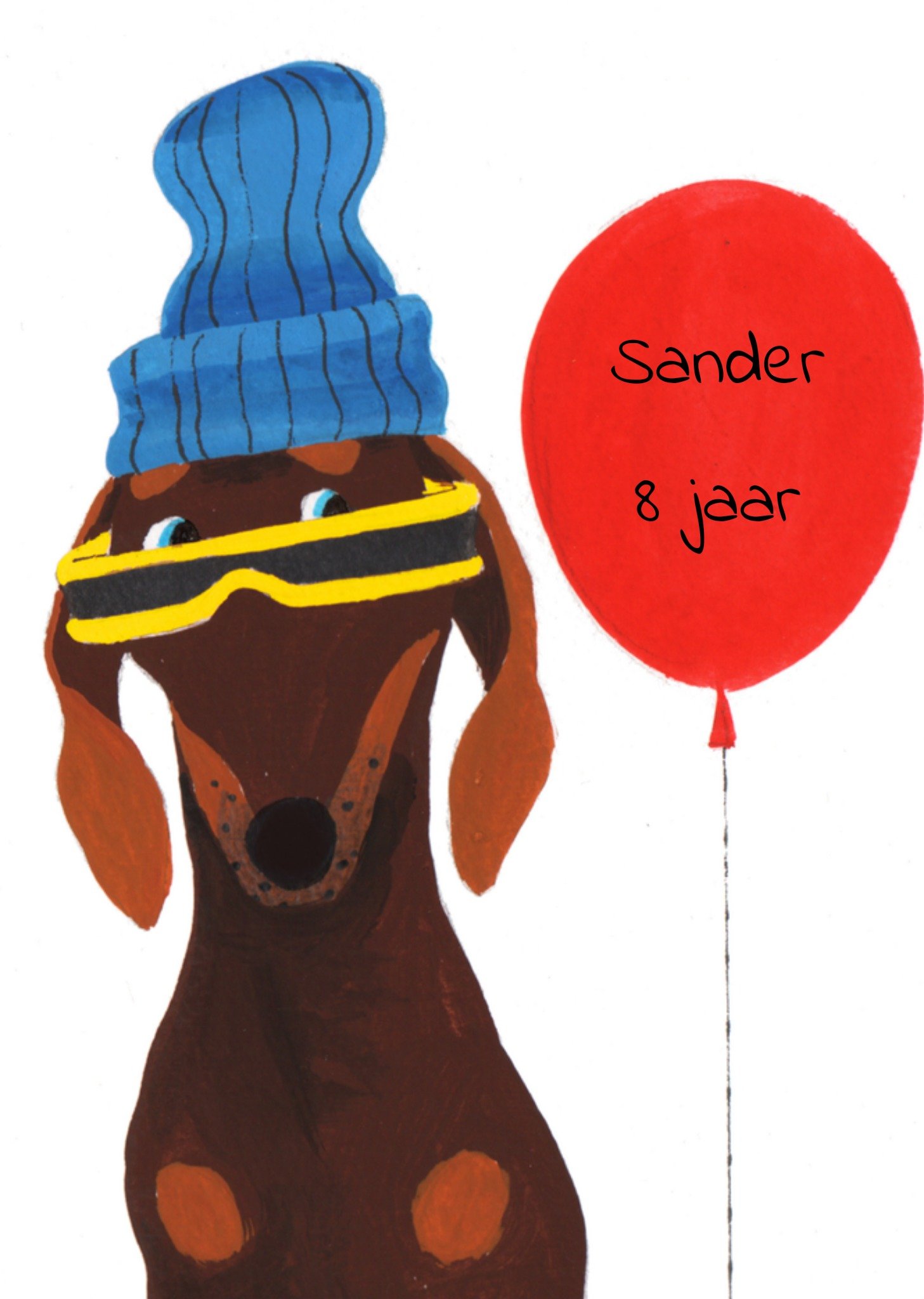 Verjaardagskaart Rood Teckel Kaart Noëlle Smit