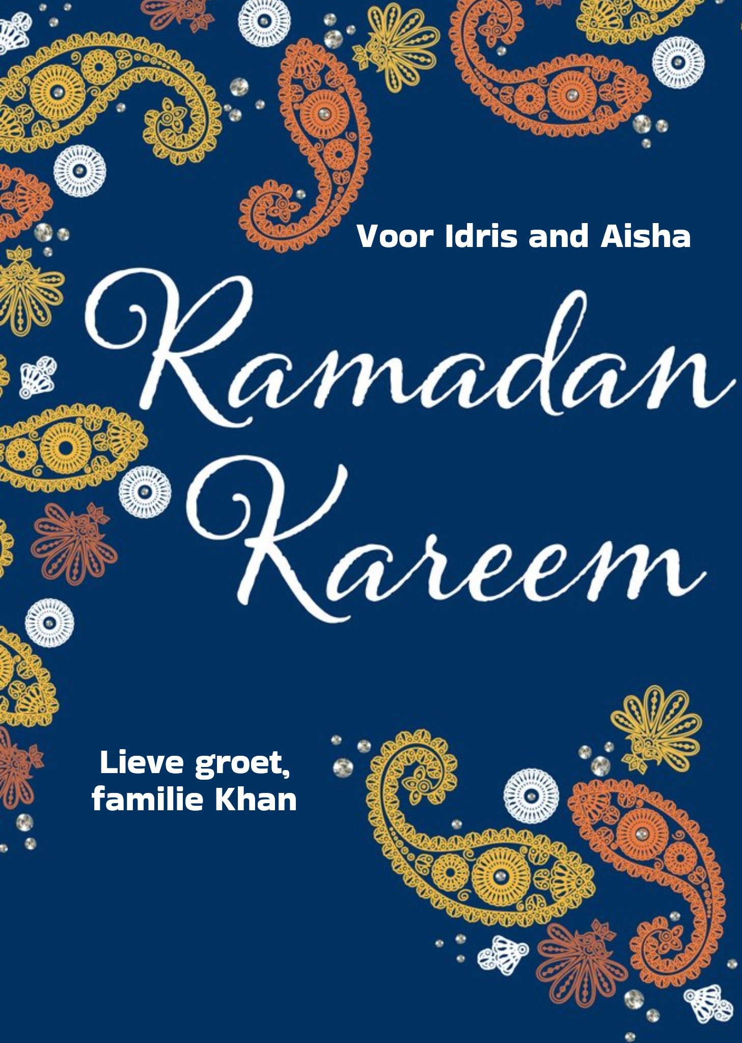 Eid Mubarak aanpasbare naam Kaart Eastern Print Studio