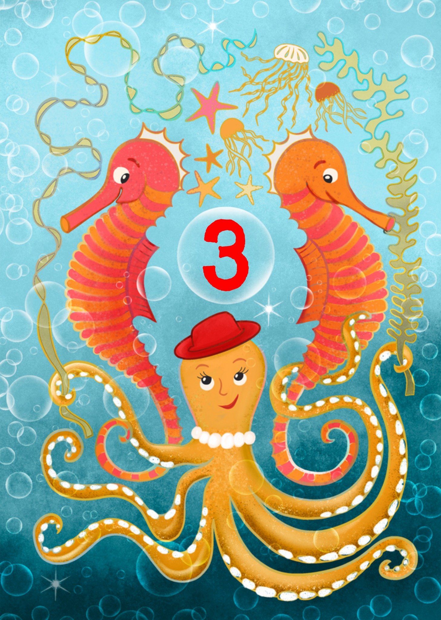 Verjaardagskaart 3 Zeeleven Kaart Fishuals