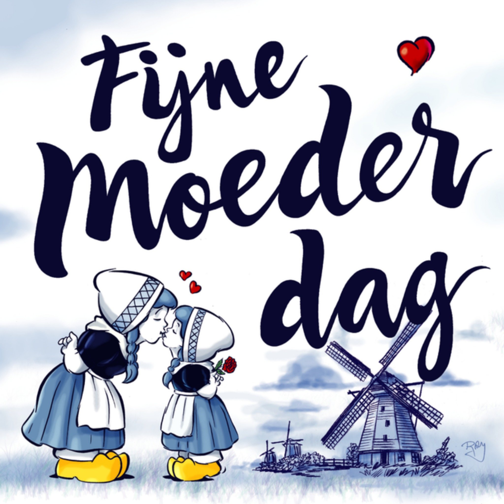 Moederdagkaart Fijne moederdag Vierkante Kaart Old Dutch