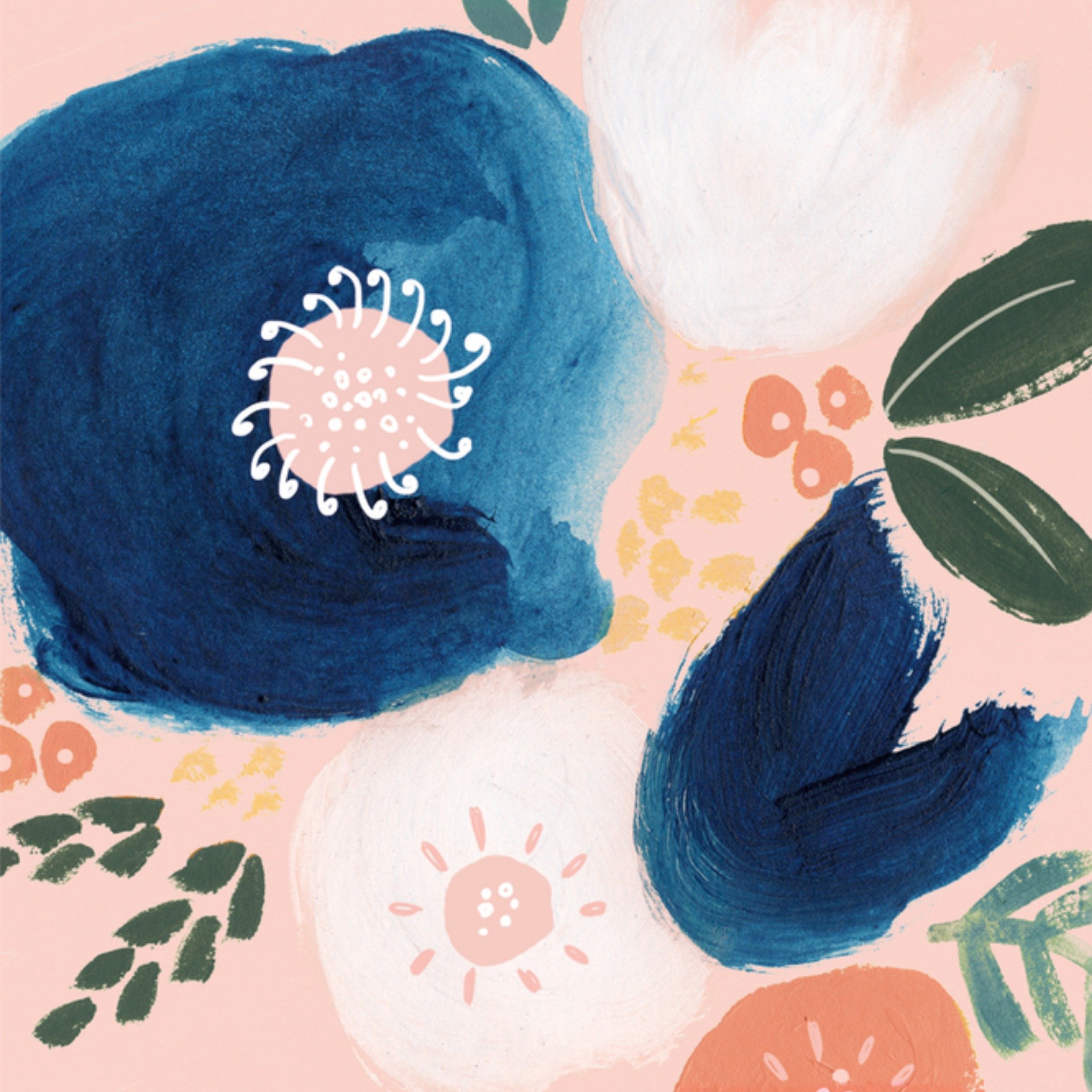 Denken aan kaart Bloem aquarel Grote Vierkante Kaart UK Greetings