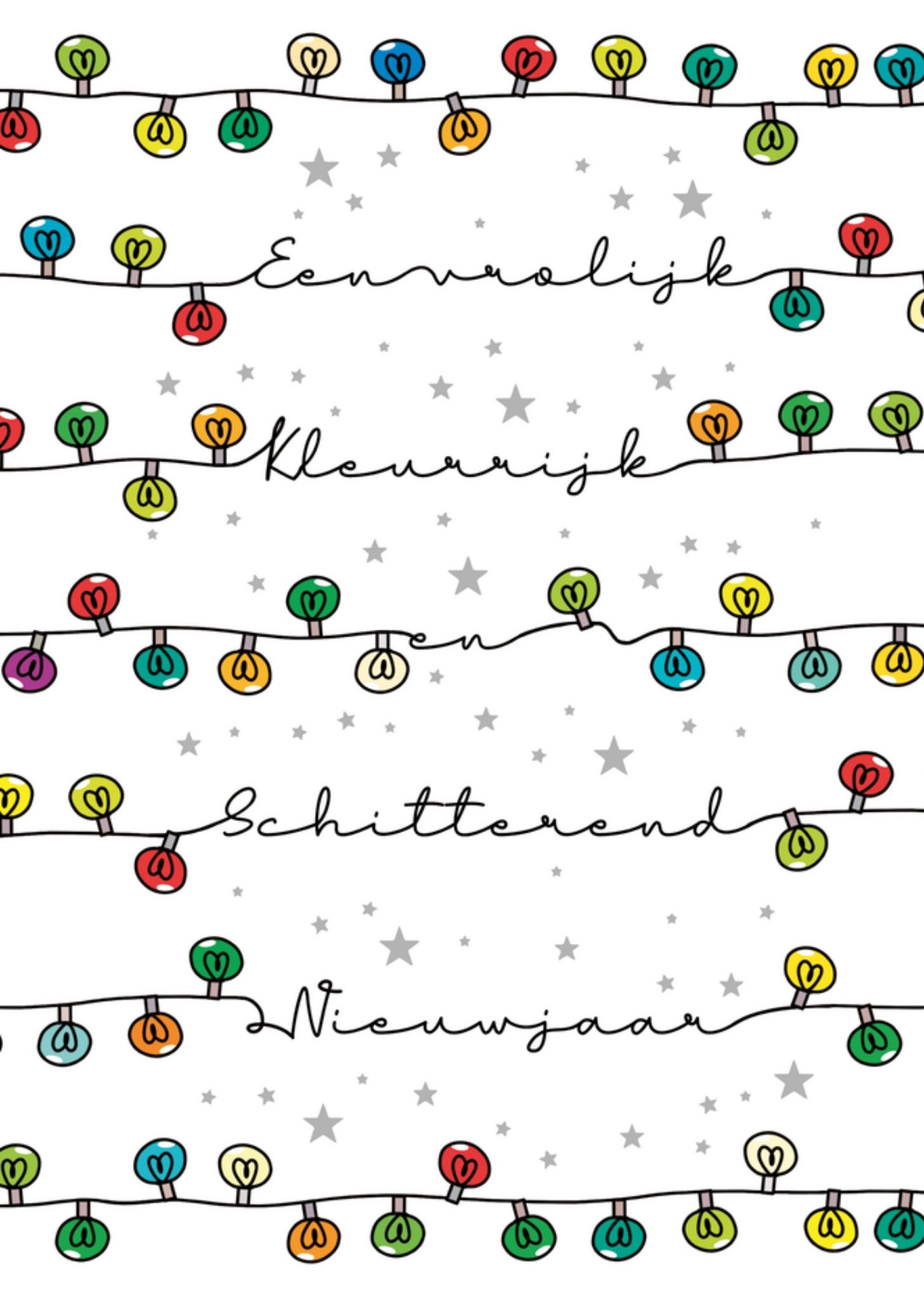 Nieuwjaar kaart Lampjes Kaart Paperclip