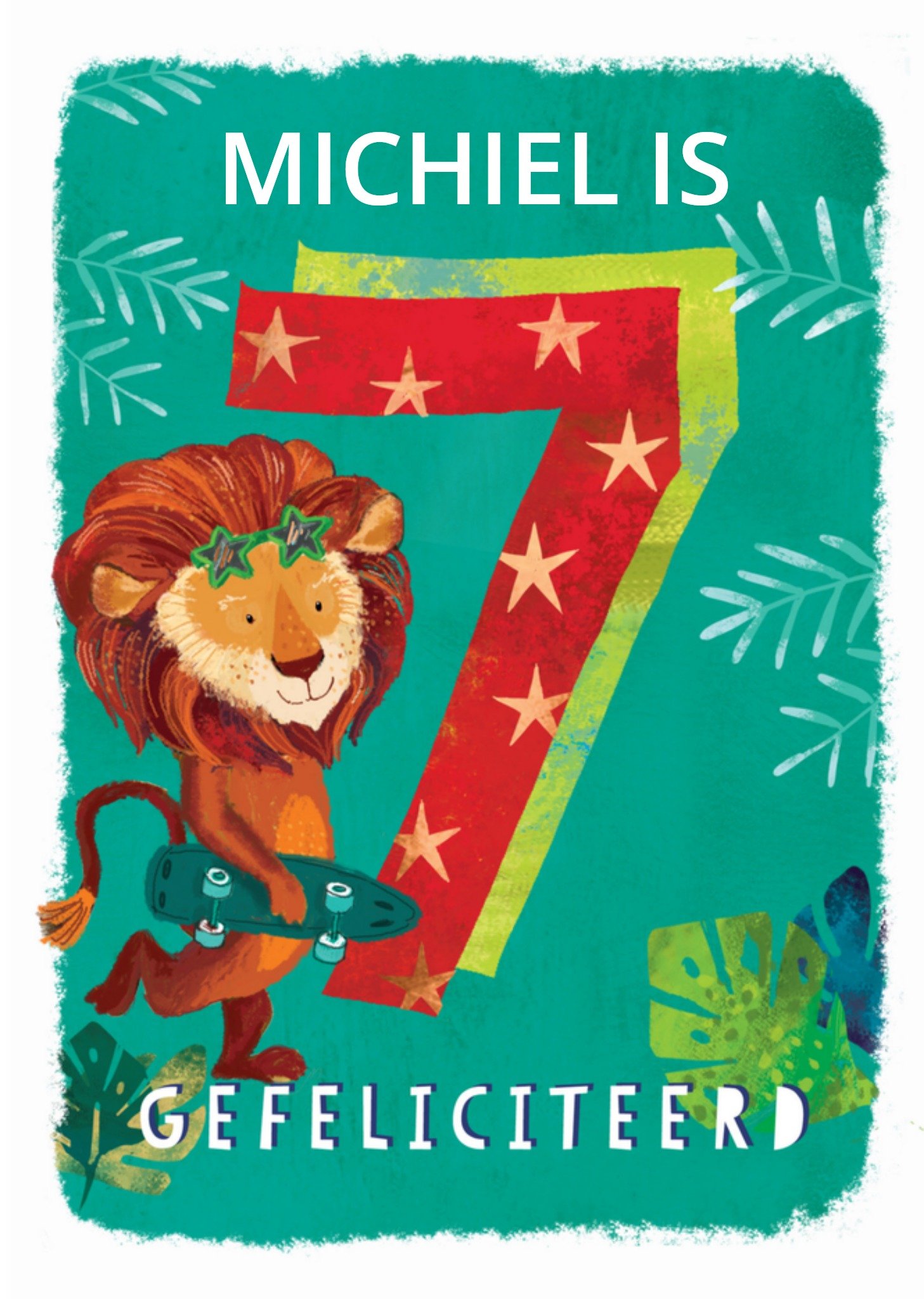 Verjaardagskaart met naam leeuw Kaart Ling Design