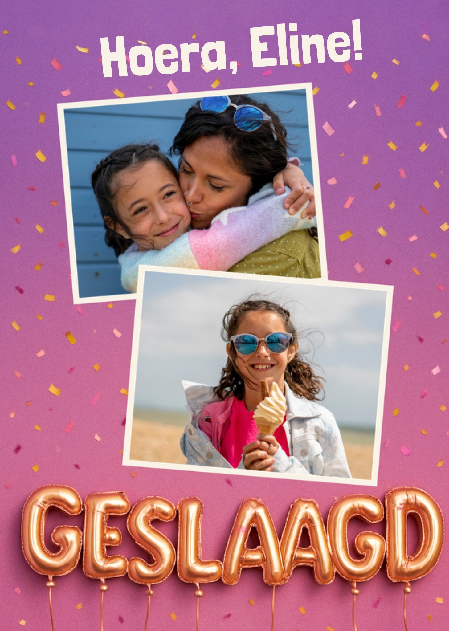 Geslaagdkaart Hoera Aanpasbare foto enn tekst Kaart Greetz