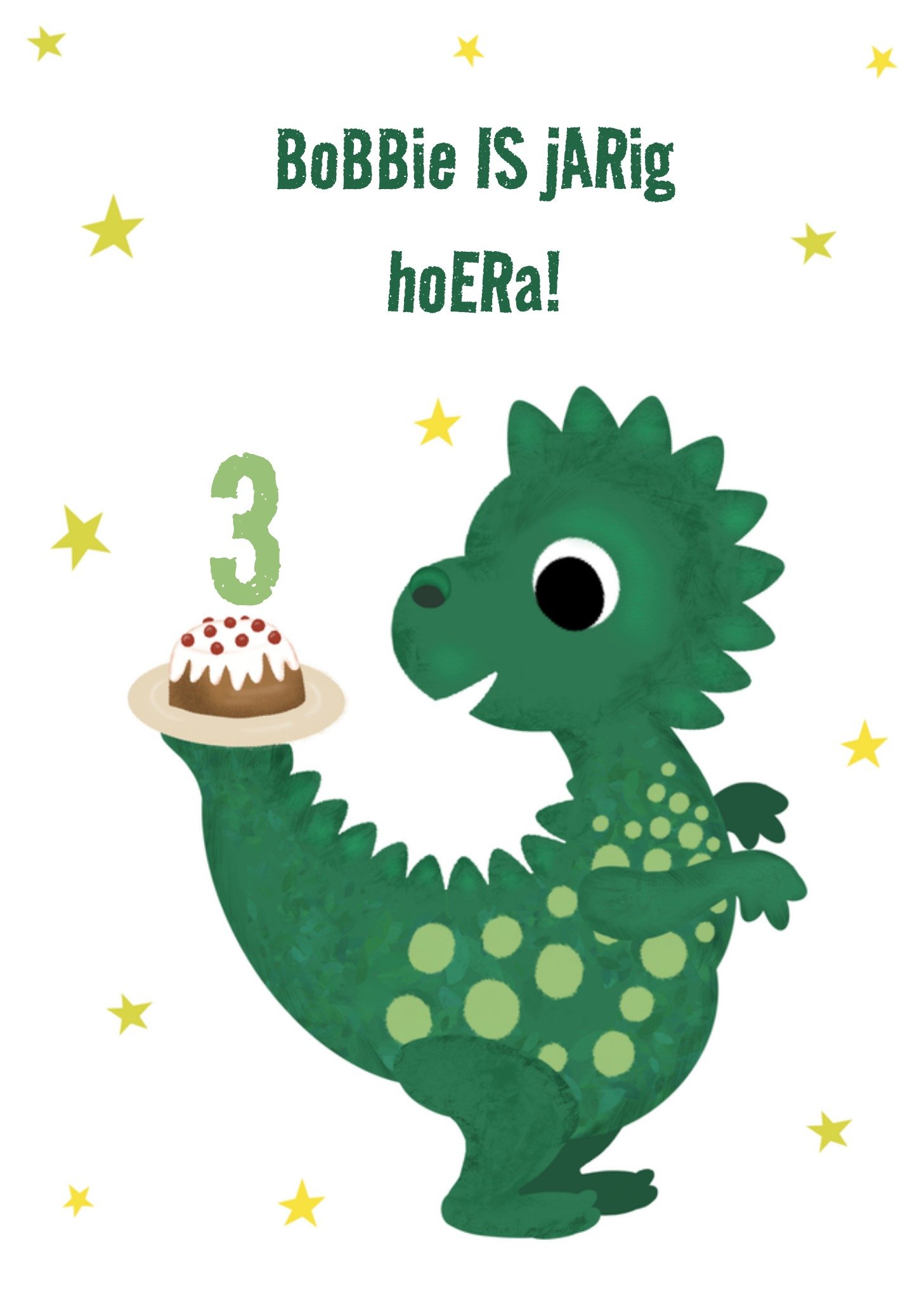 Verjaardagskaart met naam dino Kaart Tsjip