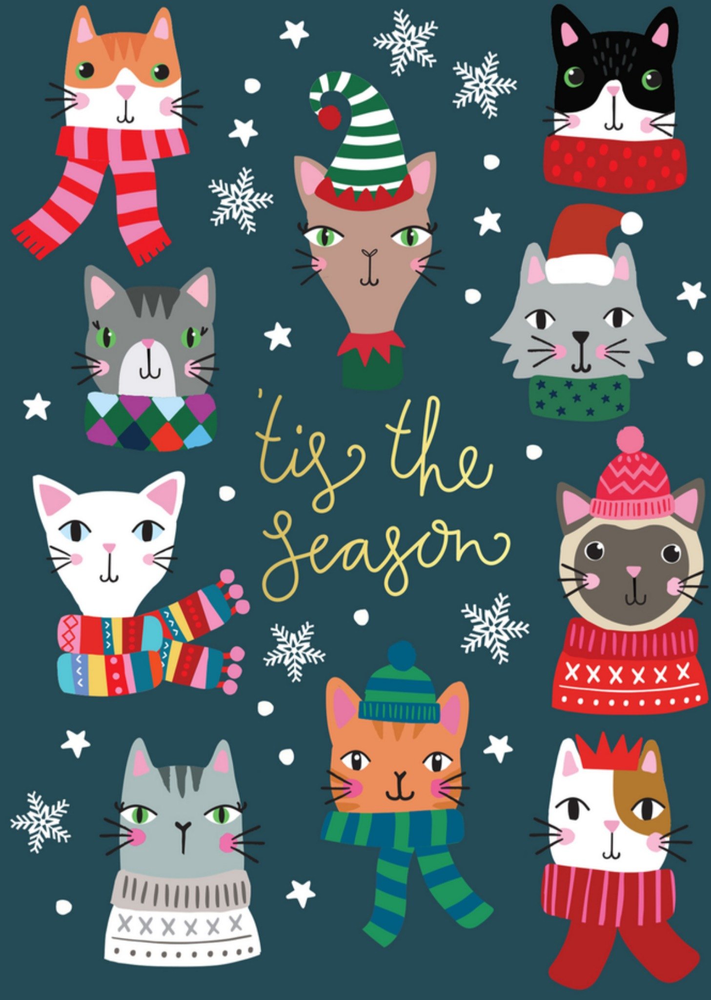 Natalie Alex Kerstkaart katten Mifkins