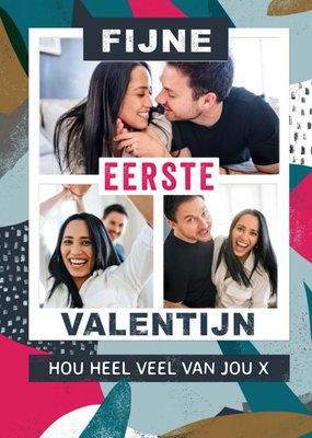 Hou Heel Veel Van Jou Abstract Patroon Collage Foto Upload Eerste Valentijn Kaart
