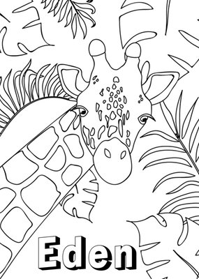 Greetz | Kleurplaatkaart | Giraffe | Met naam