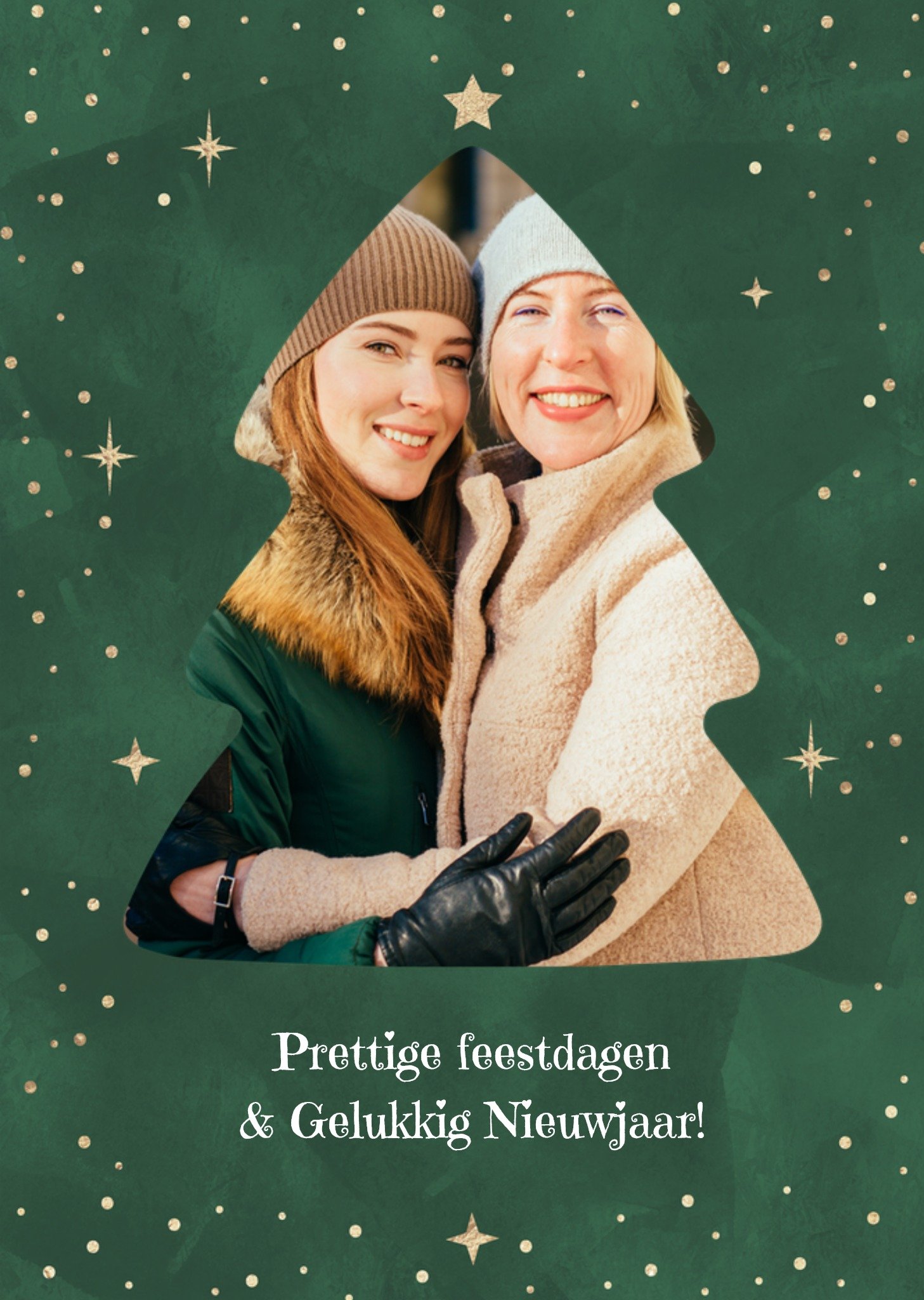 Kerstkaart Prettige feestdagen Gelukkig Nieuwjaar! Fotokaart aanpasbare tekst Tsjip