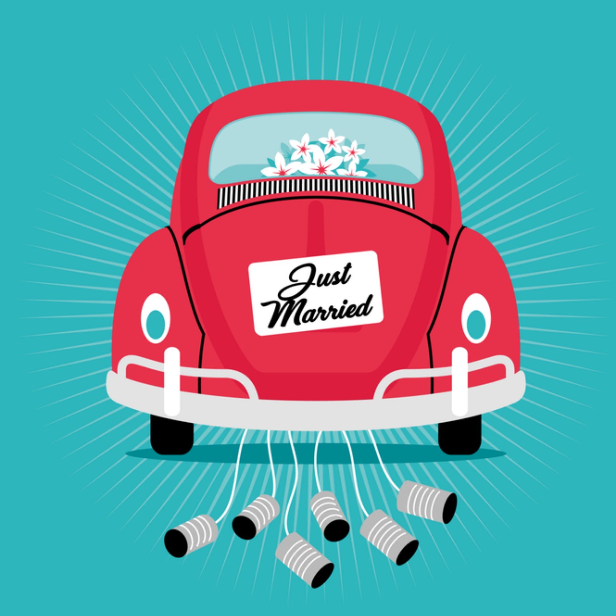 Huwelijk Just married Vierkante Kaart Paperclip