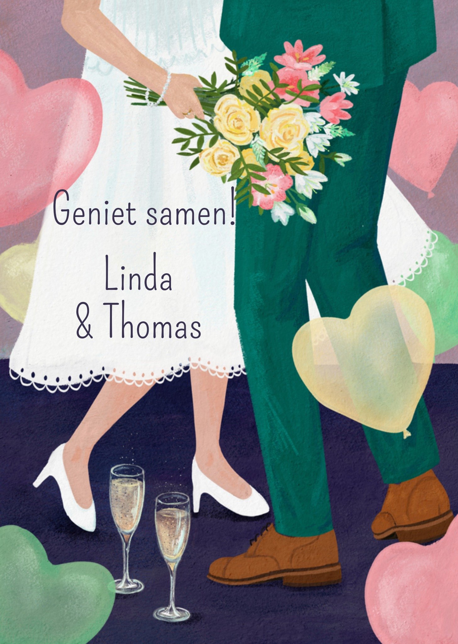 Huwelijkskaart met namen Kaart Petit Konijn