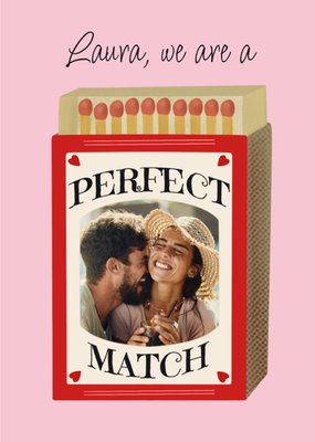 Wij Zijn Een Perfecte Match Geïllustreerd Lucifers Foto Upload Liefde Kaart