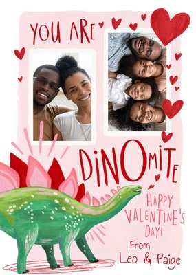 You Are Dinomite Geïllustreerde Dinosaurus Foto Upload Valentijnsdag Kaart