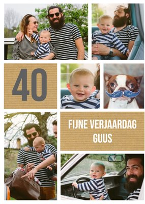 Kraft Collage Foto Upload 40e Verjaardag Kaart
