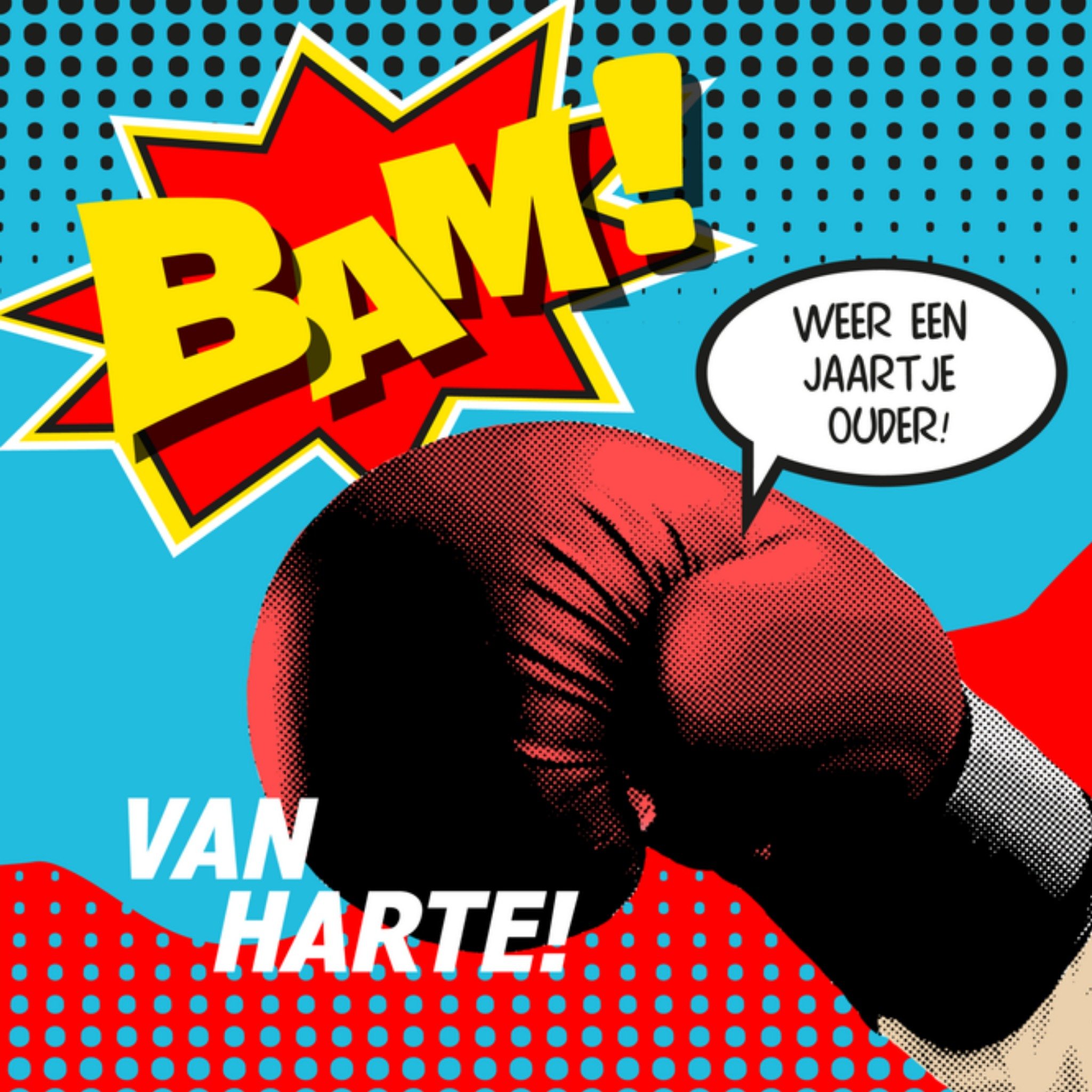 Greetz Verjaardagskaart boxhandschoen Vierkant