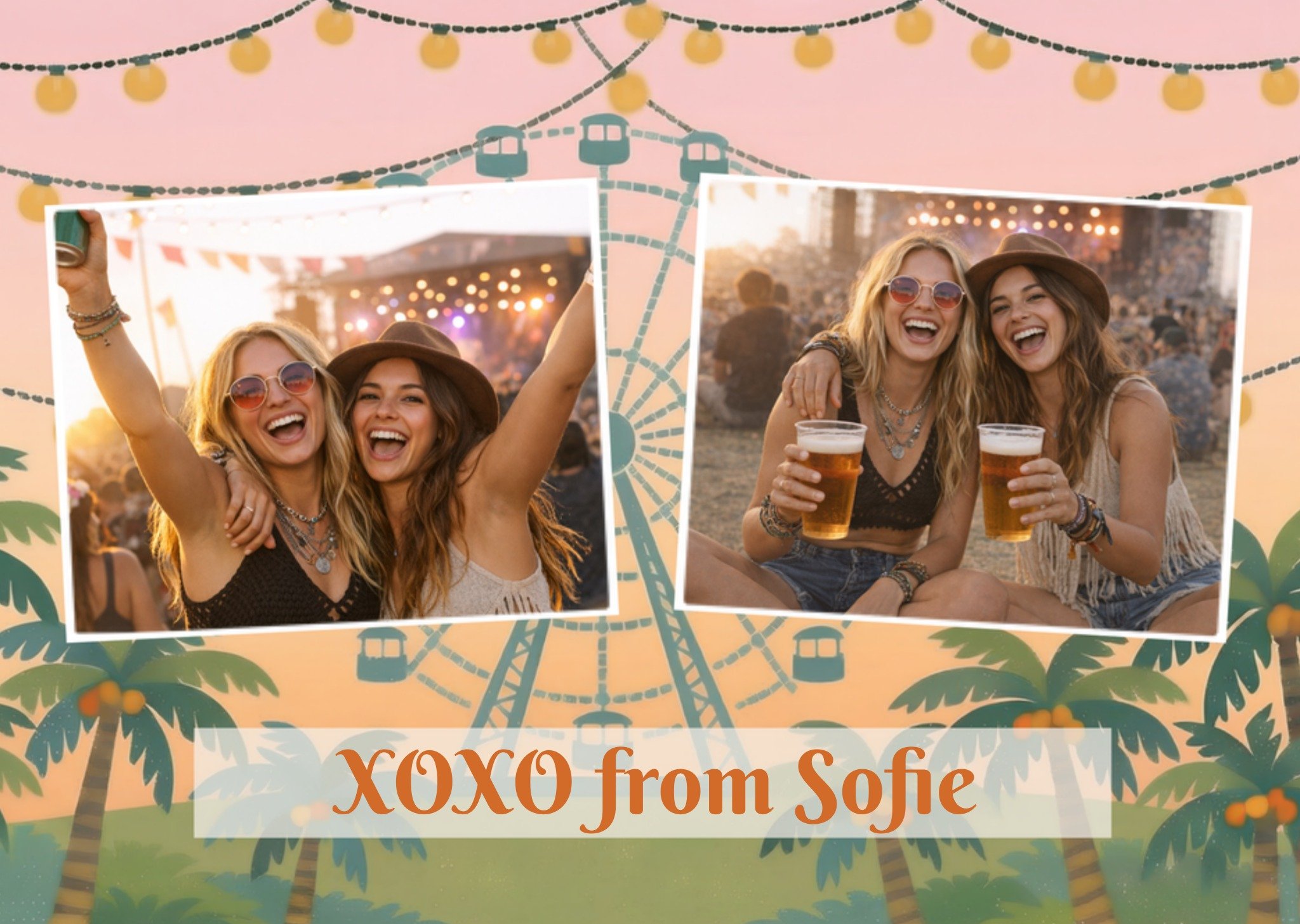 Vriendschapskaart Geïllustreerd Festival Foto Upload Kaart Greetz