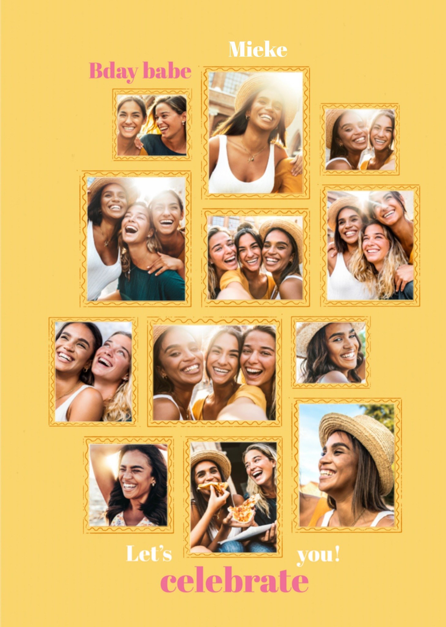 Verjaardagskaart Met fotos Aanpasbare tekst Let
