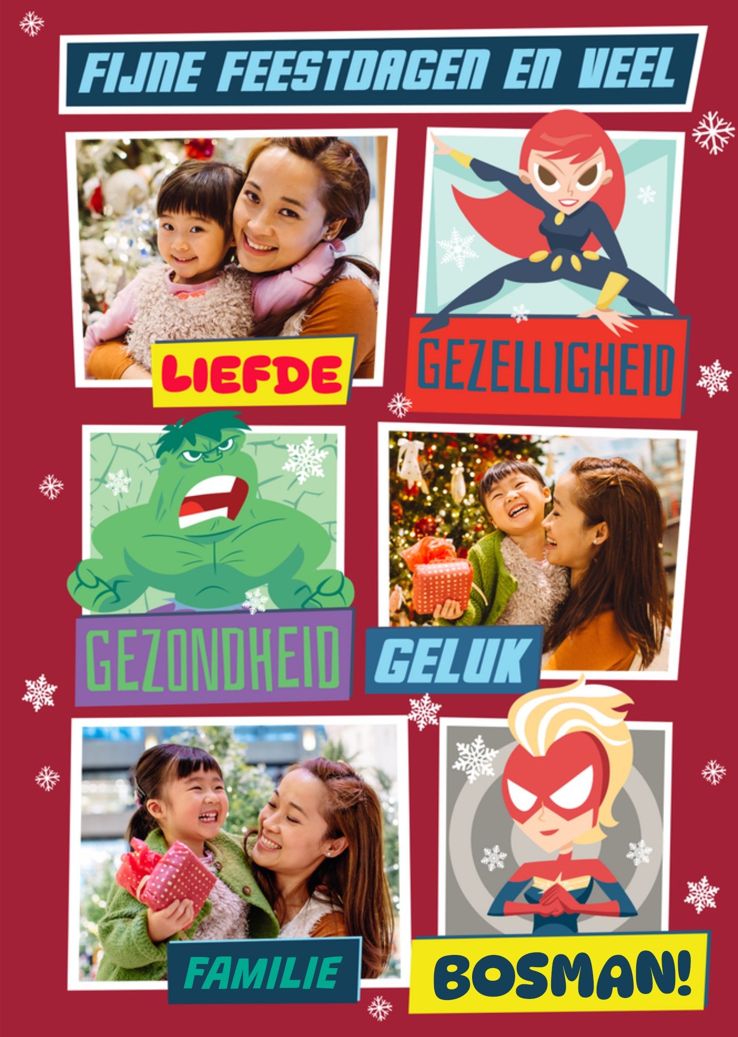 Kerstkaart Met fotos Familie Marvel