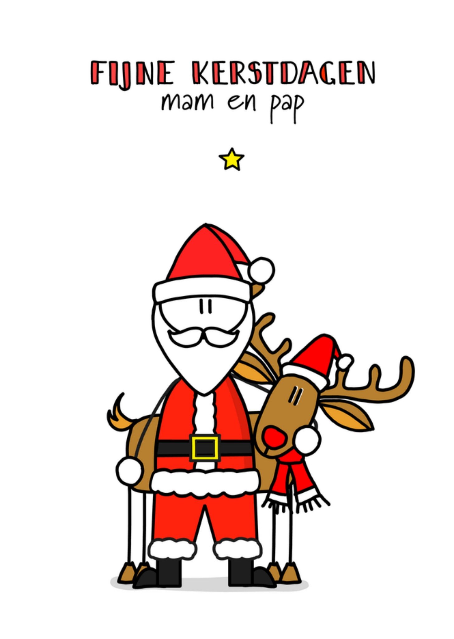 Kerstkaart Mam en pap YH Tekent