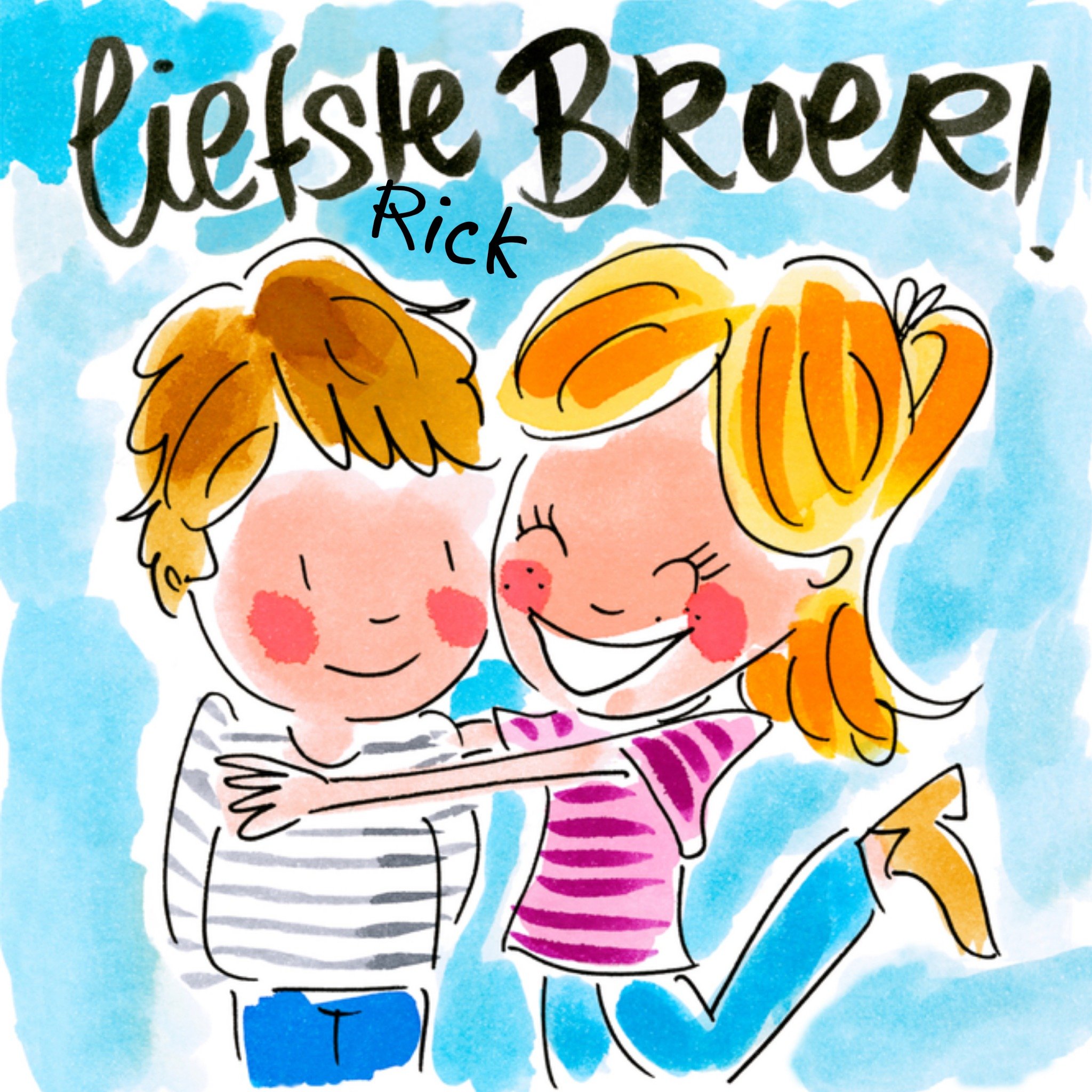 Broer en zus dag met naam Vierkante Kaart Blond Amsterdam