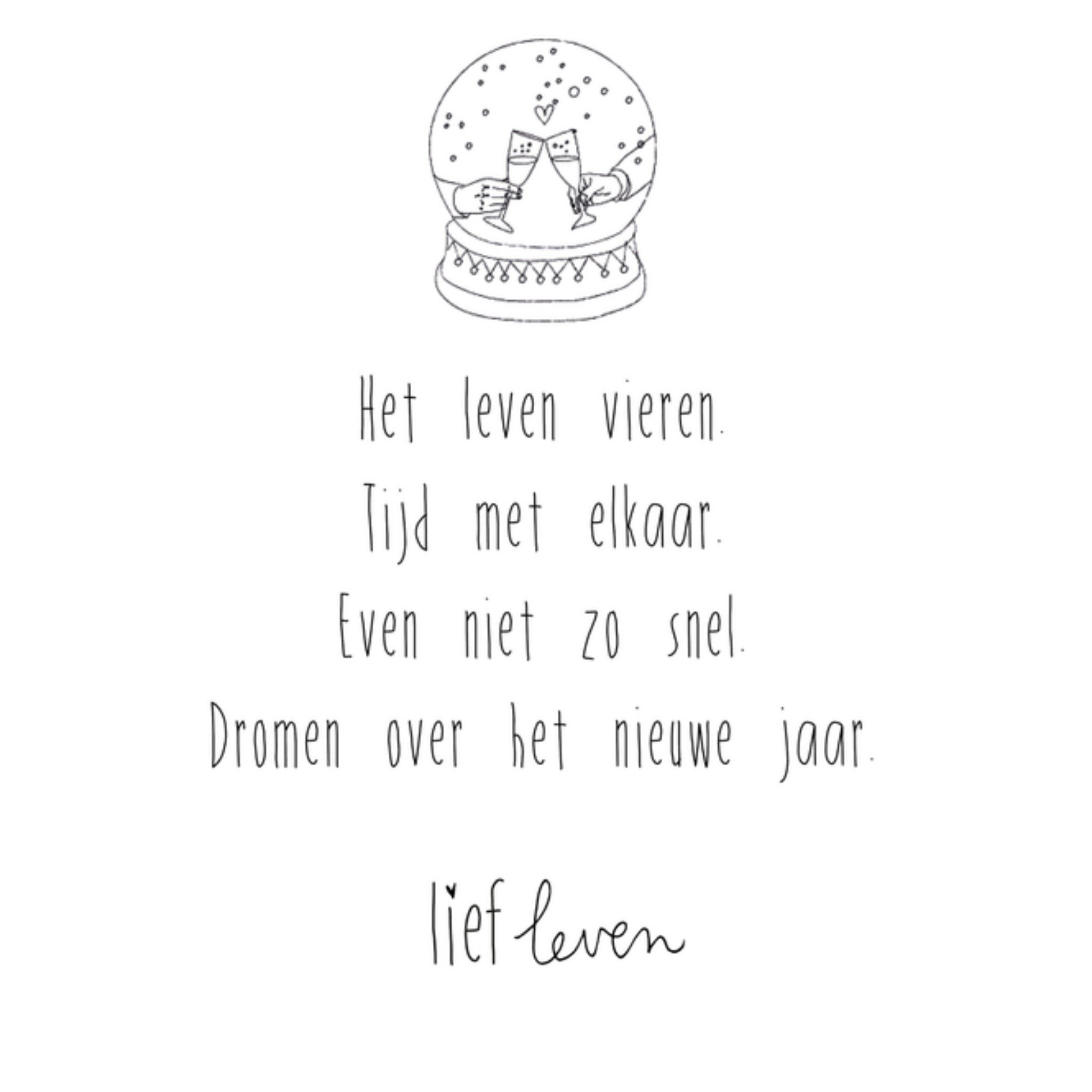 Lief Leven Kerstkaart Sneeuwbol Vierkant