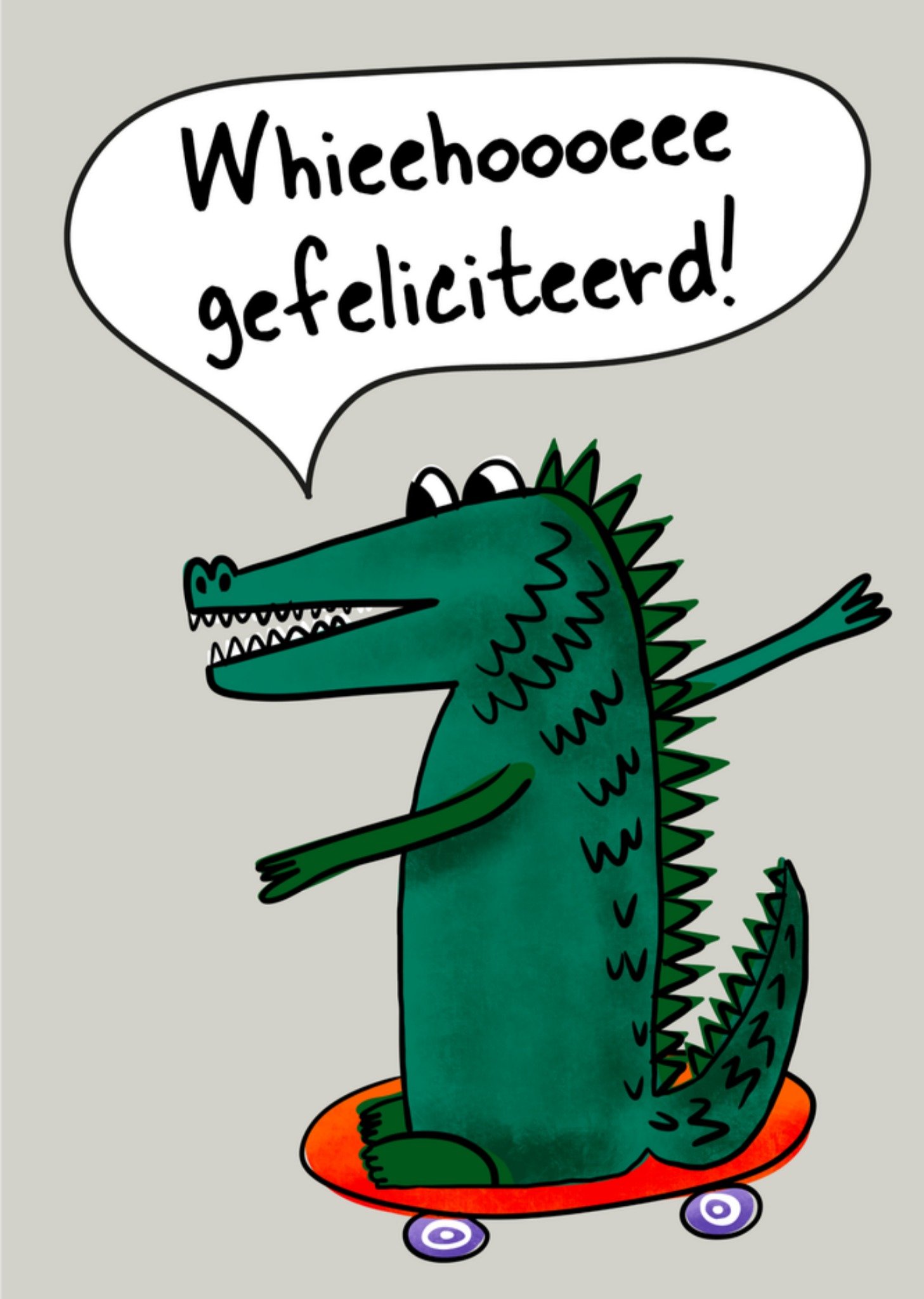 Verjaardagskaart Krokodil skateboarden Kaart Greetz