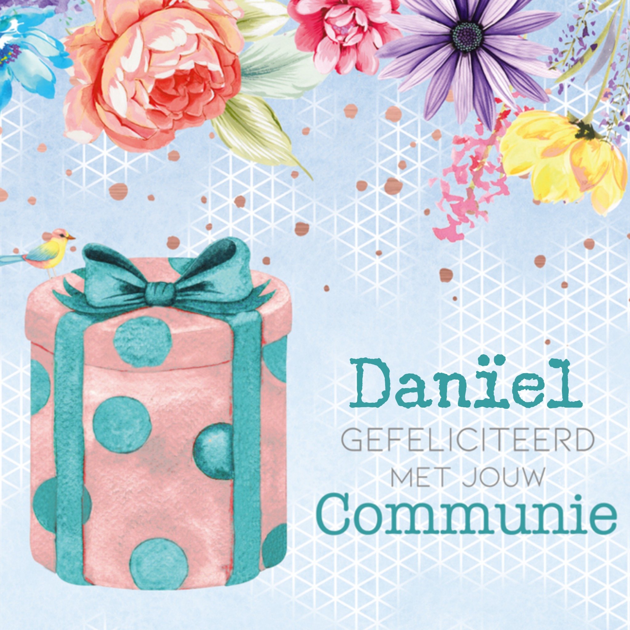 Communie kaart Bloemen Vierkante Kaart Endless Mae