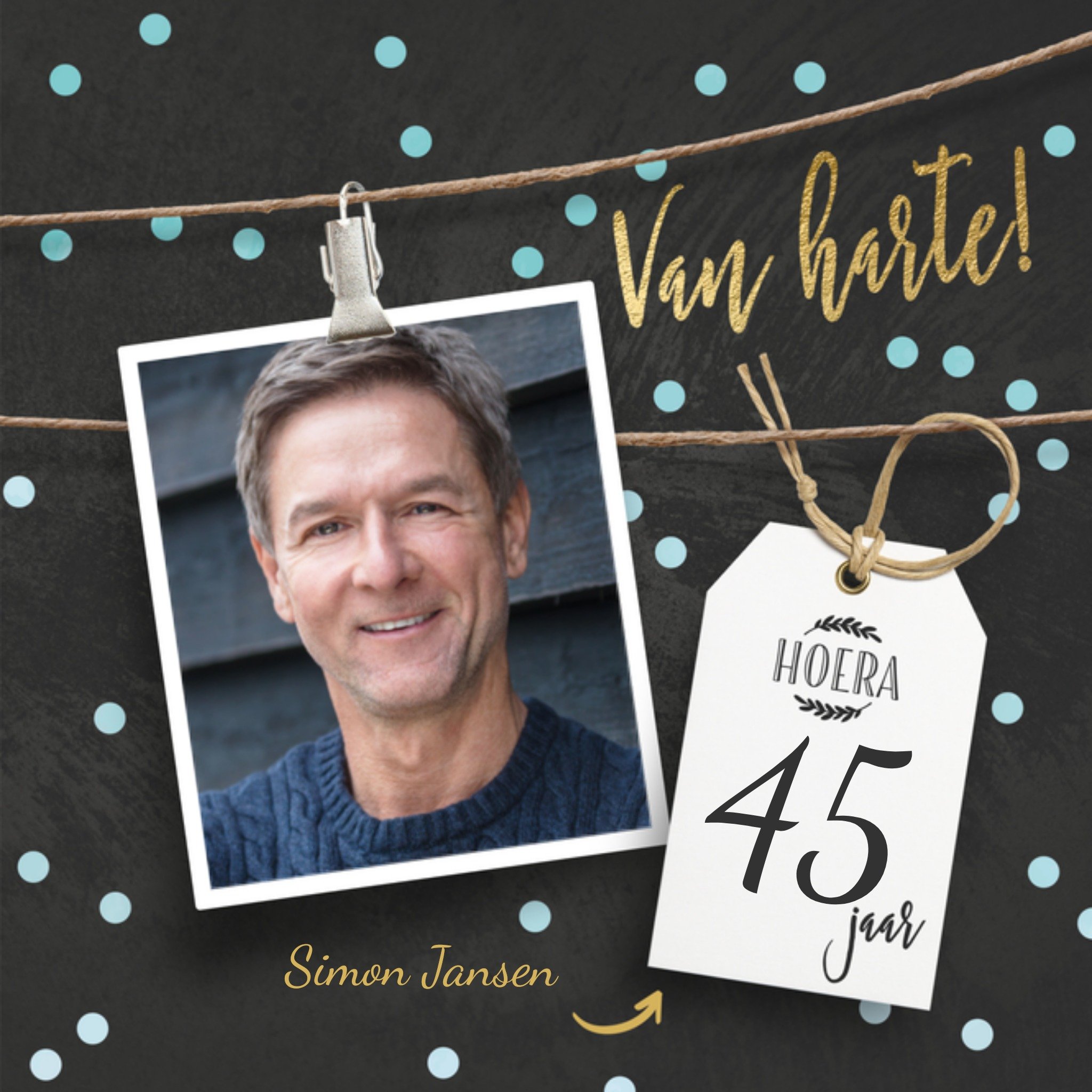 Verjaardagskaart Van harte Vierkante Kaart Luckz