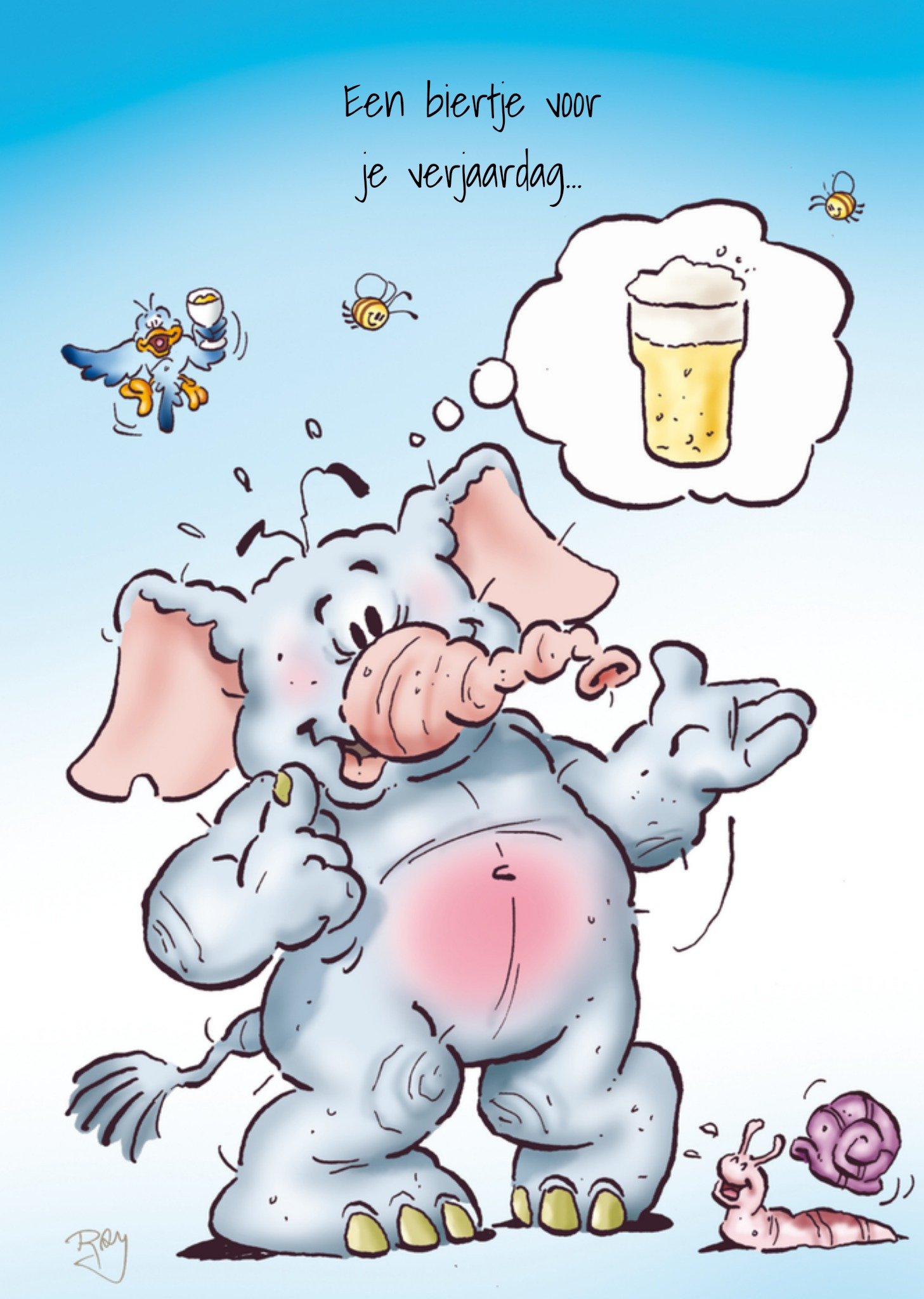 Verjaardagskaart Olifant Kaart Doodles